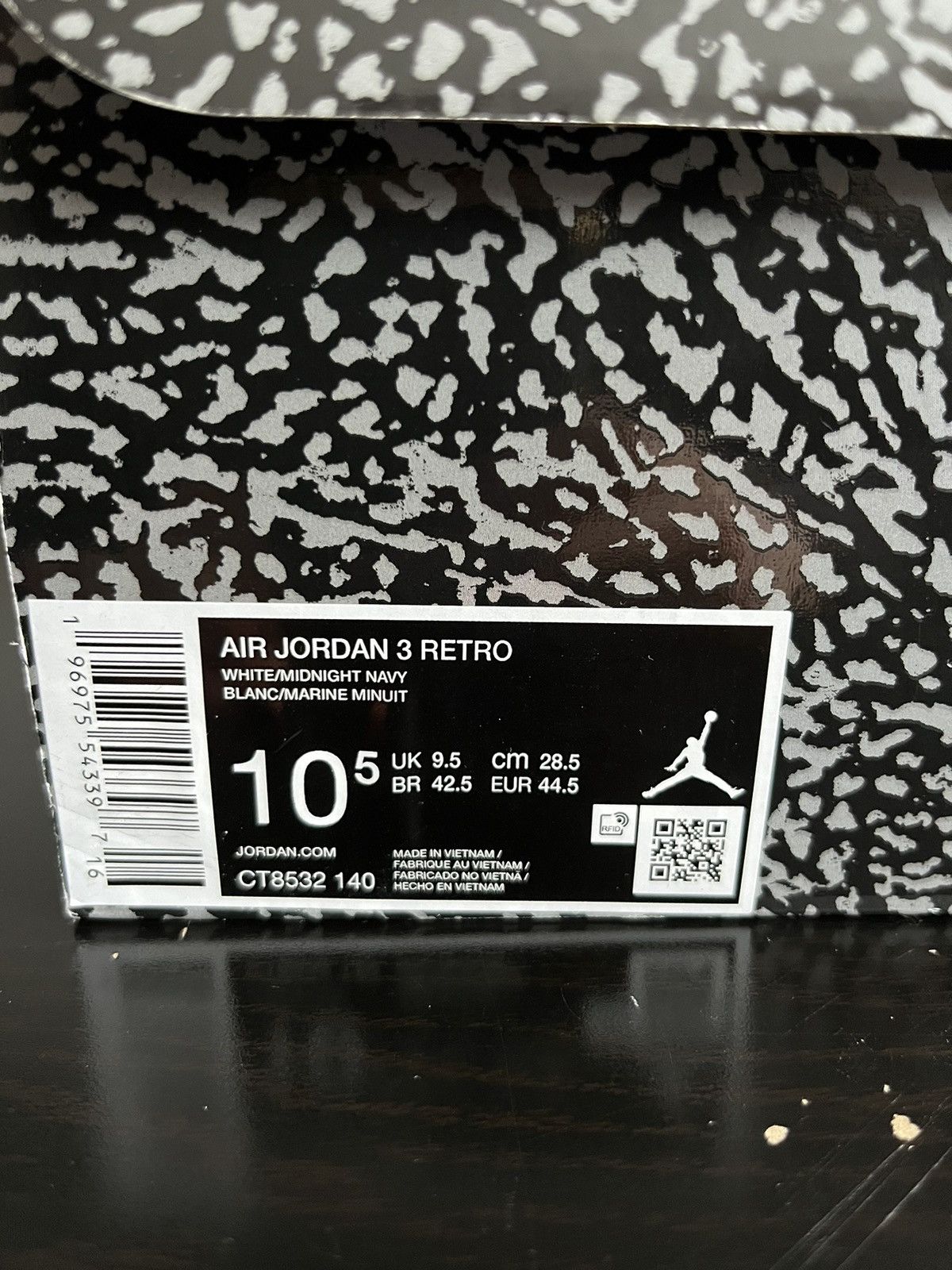 Jordan Brand Air Jordan 3 Retro Midnight Navy Size US 10.5 / EU 43-44 - 7 Thumbnail