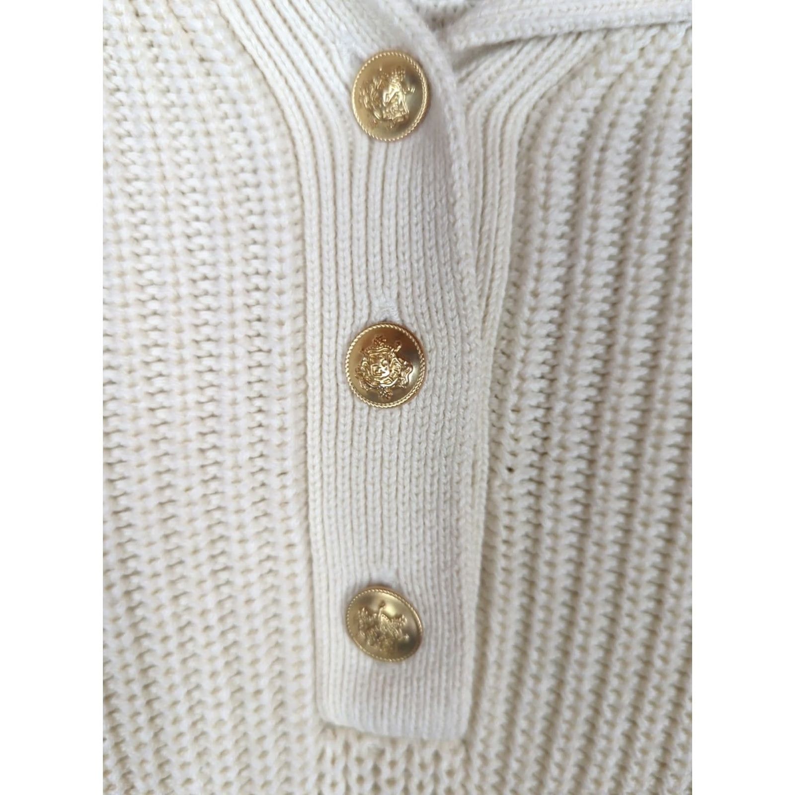 J.Crew J. CREW Sweater Womens L Ivory Ribbed Knit Cotton Button Collar Light Academia Pullover Long Sleeve Bre breathable Regular Fit Vintage: No Size L / US 10 / IT 46 - 3 Thumbnail
