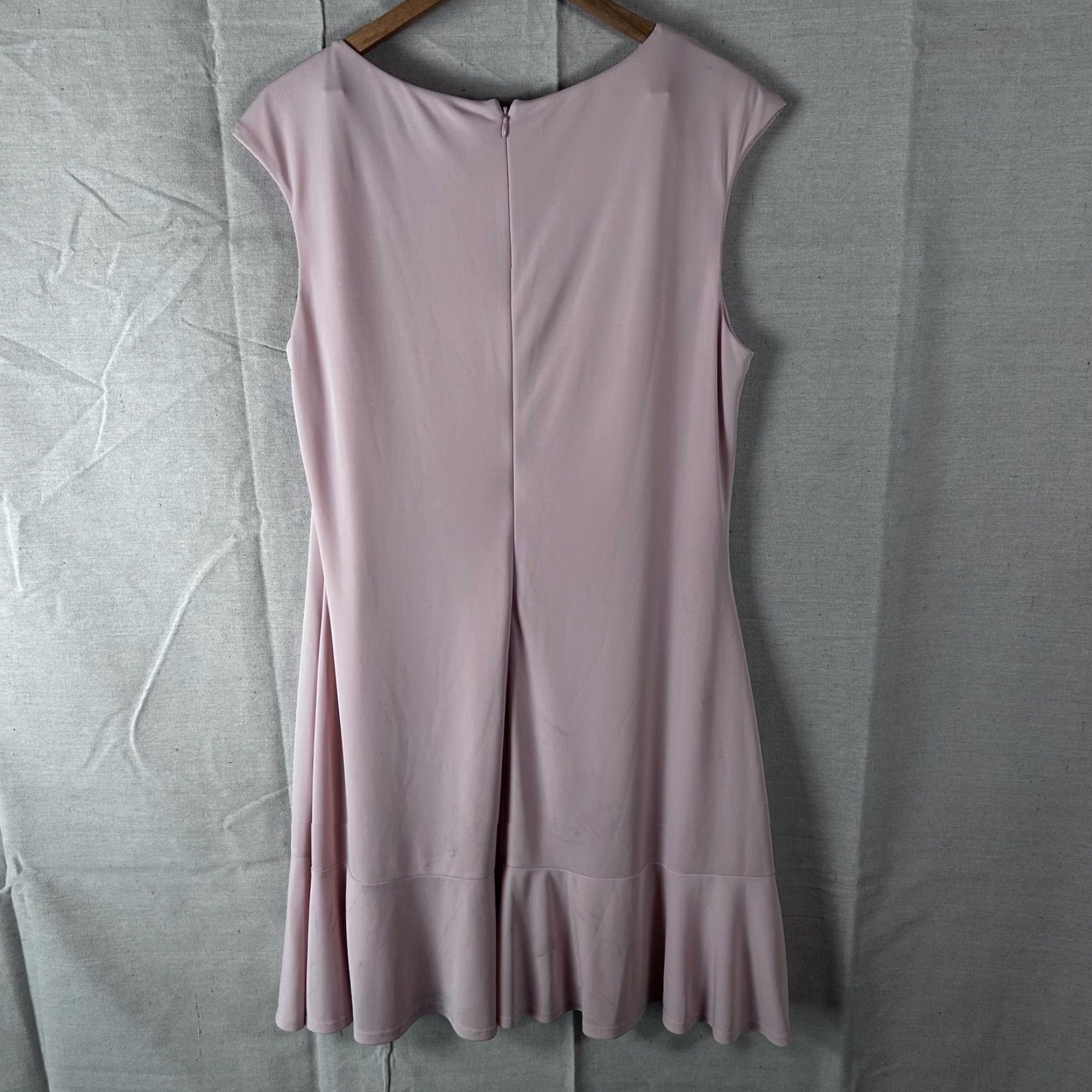 Ralph Lauren Lauren Ralph Lauren Black Label Light Pink Asymmetrical Buckle Dress Womens 16W Plus Size Knee Length Sleeveless Zip Button Flounce Hem Sheath Size XXL / US 16-18 / IT 52-54 - 3 Thumbnail