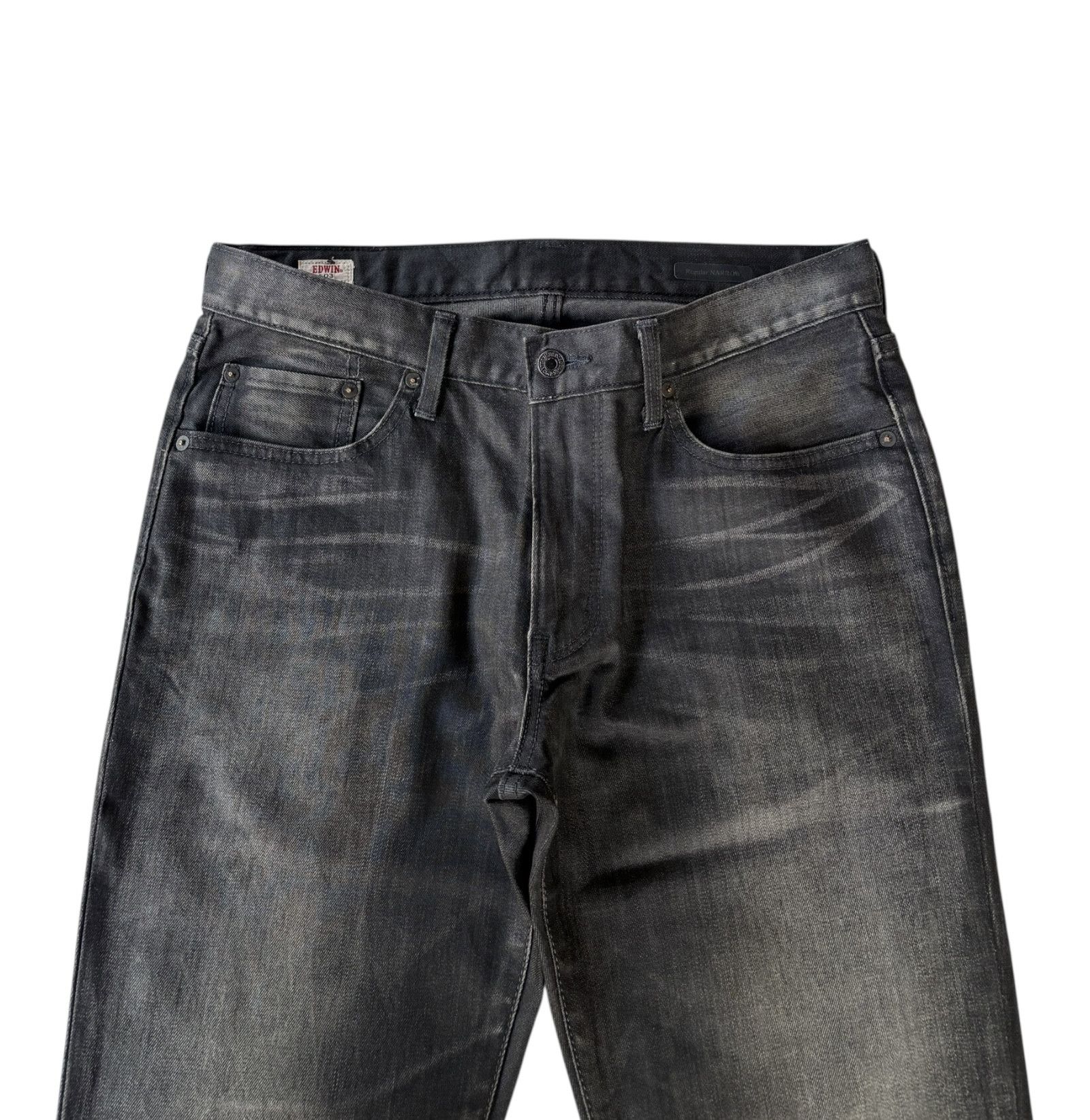 14th Addiction × If Six Was Nine × Le Grande Bleu (L.G.B.) Edwin 503 Black Waxed Made In Japan Denim Jean Size US 33 - 11 Thumbnail