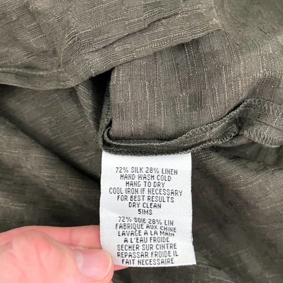 Eileen Fisher VINTAGE EILEEN FISHER Blouse Women's Plus Size 3X Long Sleeve Green Silk Linen Blend Top Casual Size XXL / US 16-18 / IT 52-54 - 3 Thumbnail
