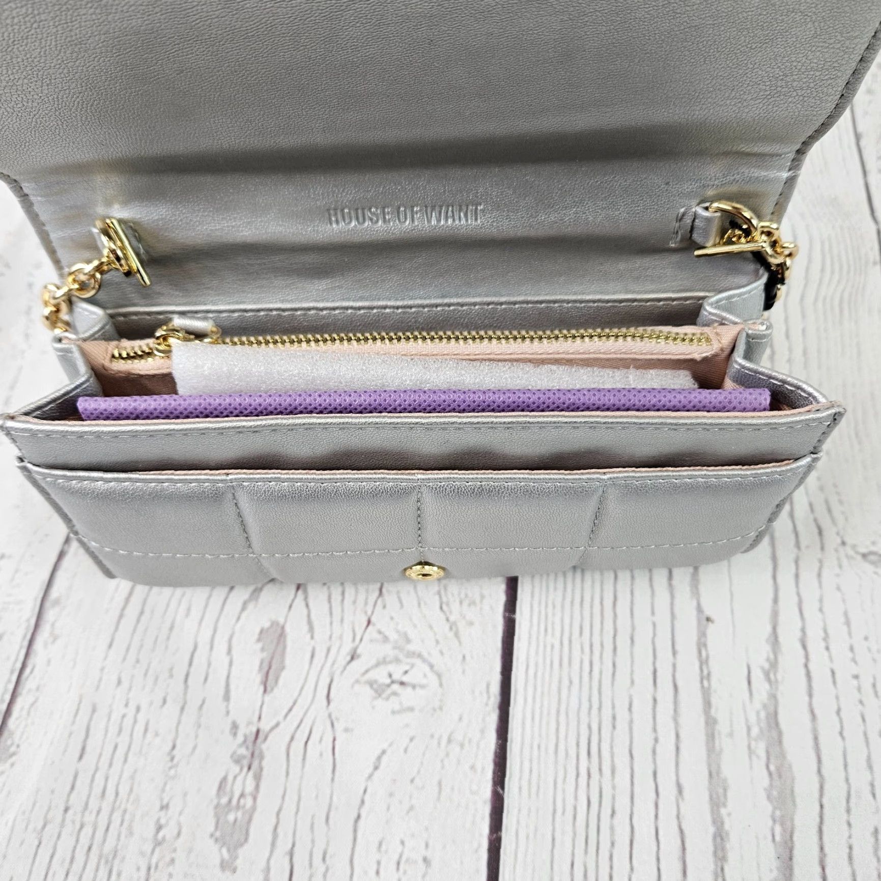 Vintage House Of Want Crossbody Wallet Women Silver Gold Faux Leather Size ONE SIZE - 4 Thumbnail