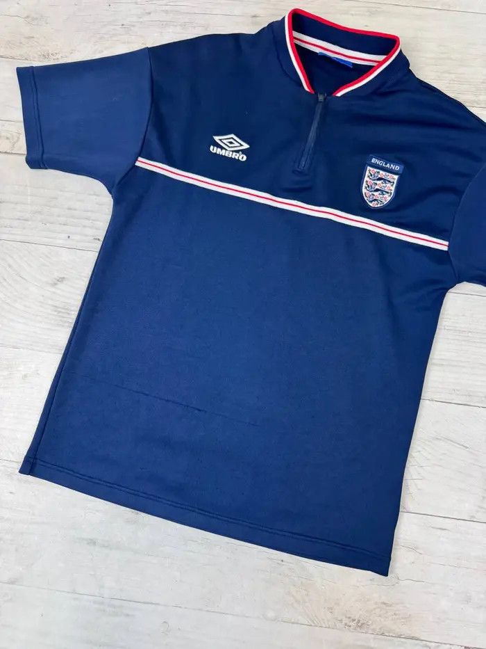 Umbro Umbro England 1998 2000 Training Shirt Zip 1/4 Soccer Jersey Size US M / EU 48-50 / 2 - 4 Thumbnail