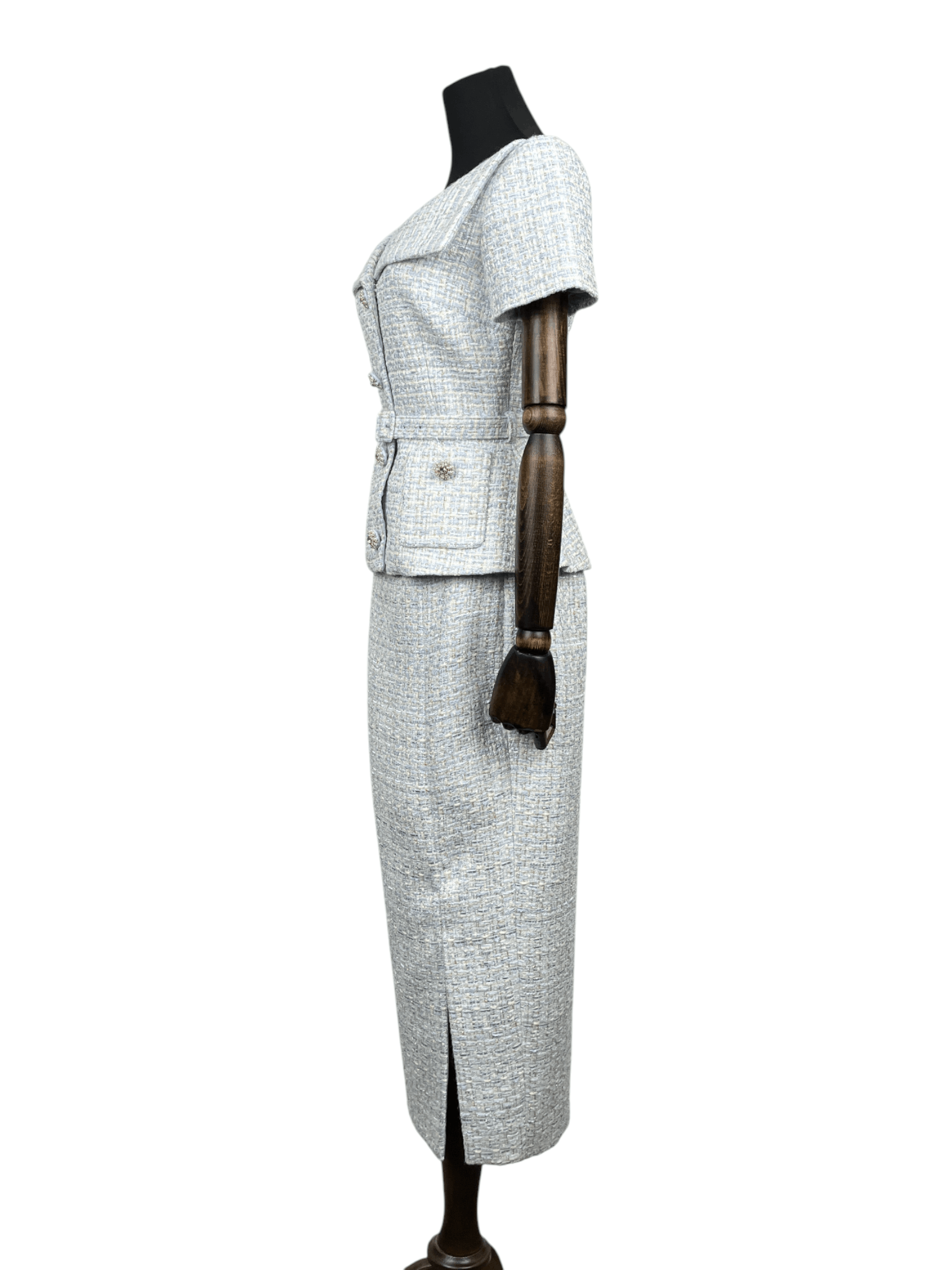 Self-Portrait Self-Portrait Light Blue Tweed One-Pc Dress Size XS / US 0-2 / IT 36-38 - 3 Thumbnail