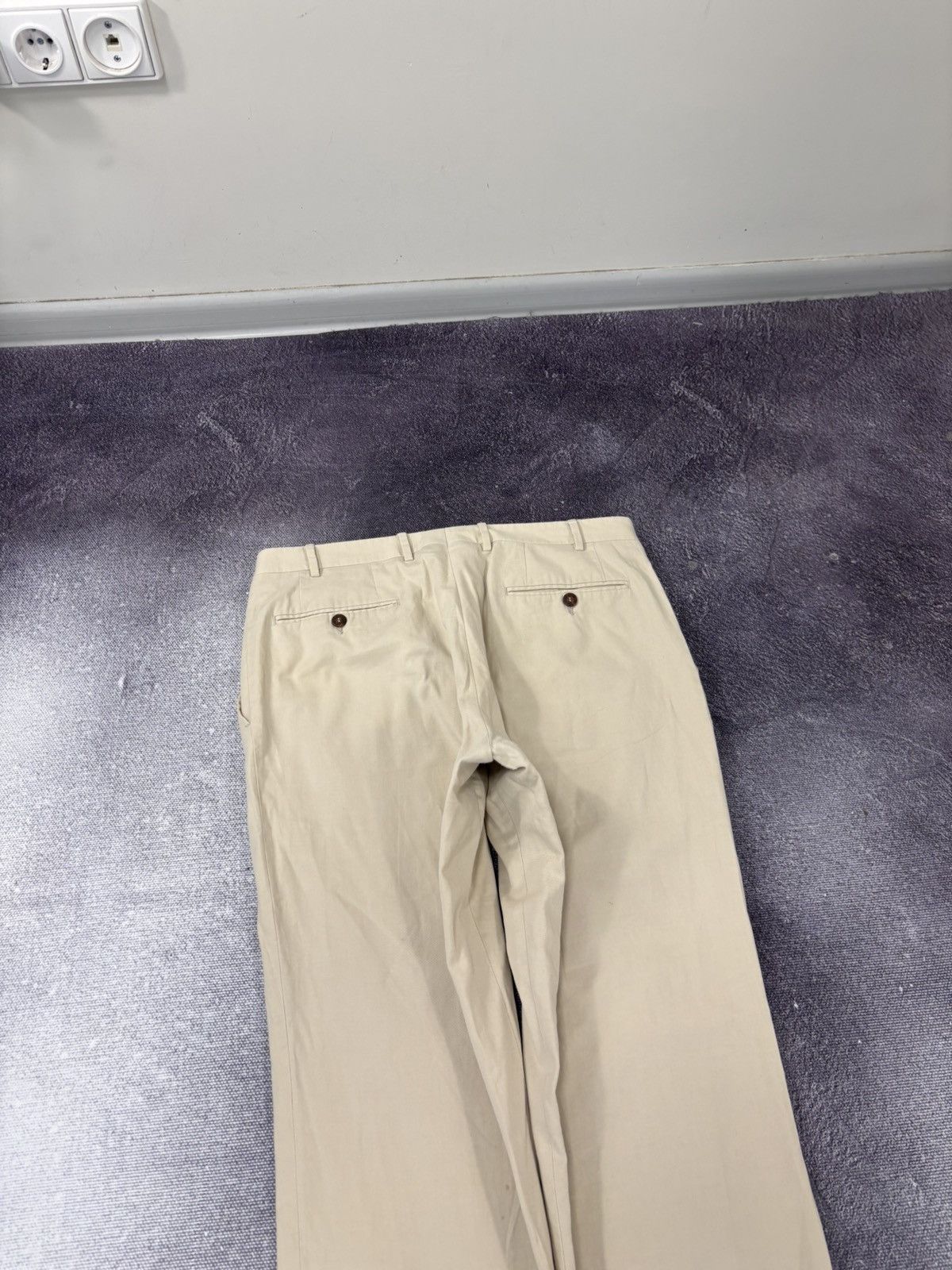 Canali Canali Men’s Ivory Cream Cotton Linen Stretch Chino Pants Size US 34 / EU 50 - 15 Thumbnail
