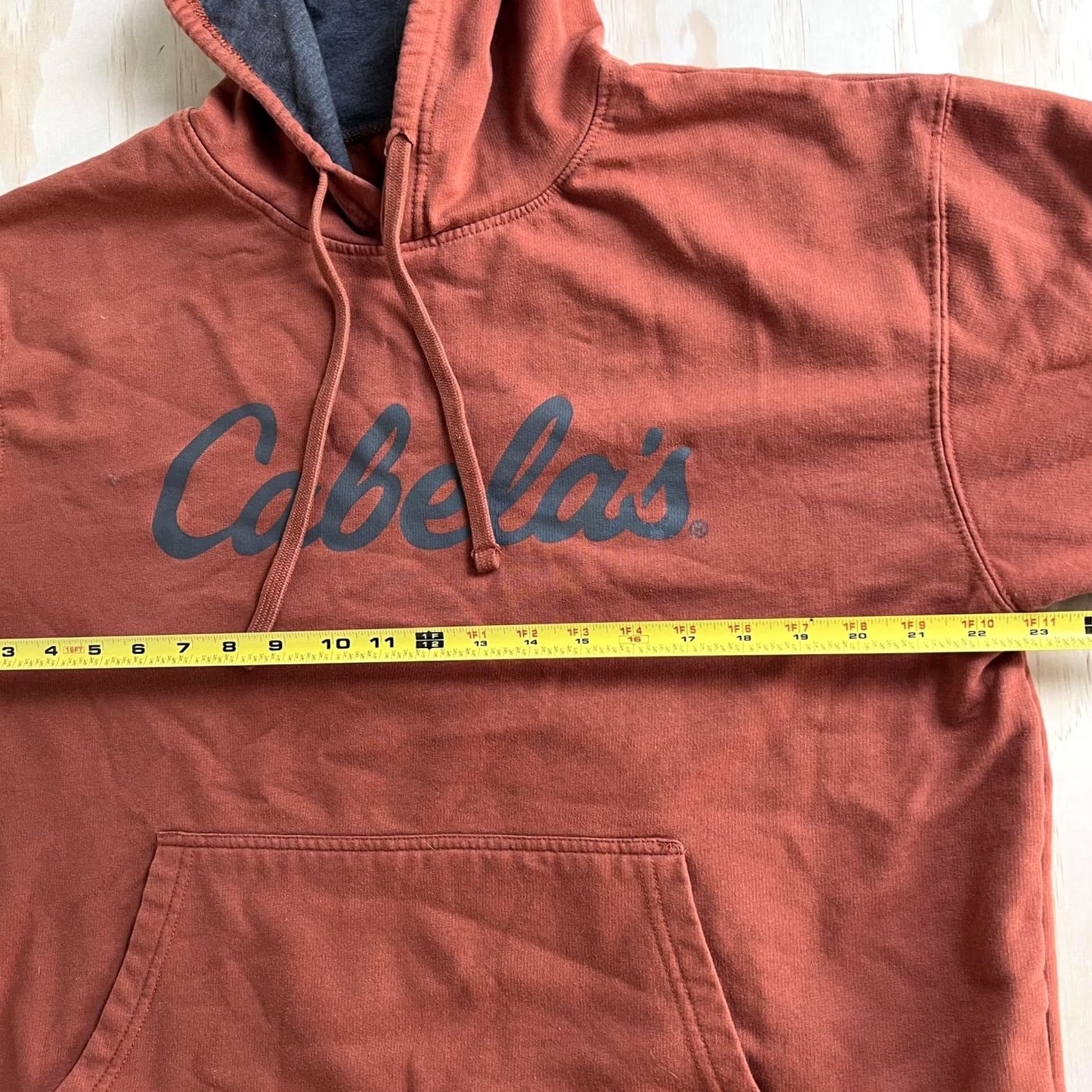 Vintage Cabela's Hoodie Mens L Orange Fleece Pullover Script Logo Sweatshirt Size US L / EU 52-54 / 3 - 6 Thumbnail