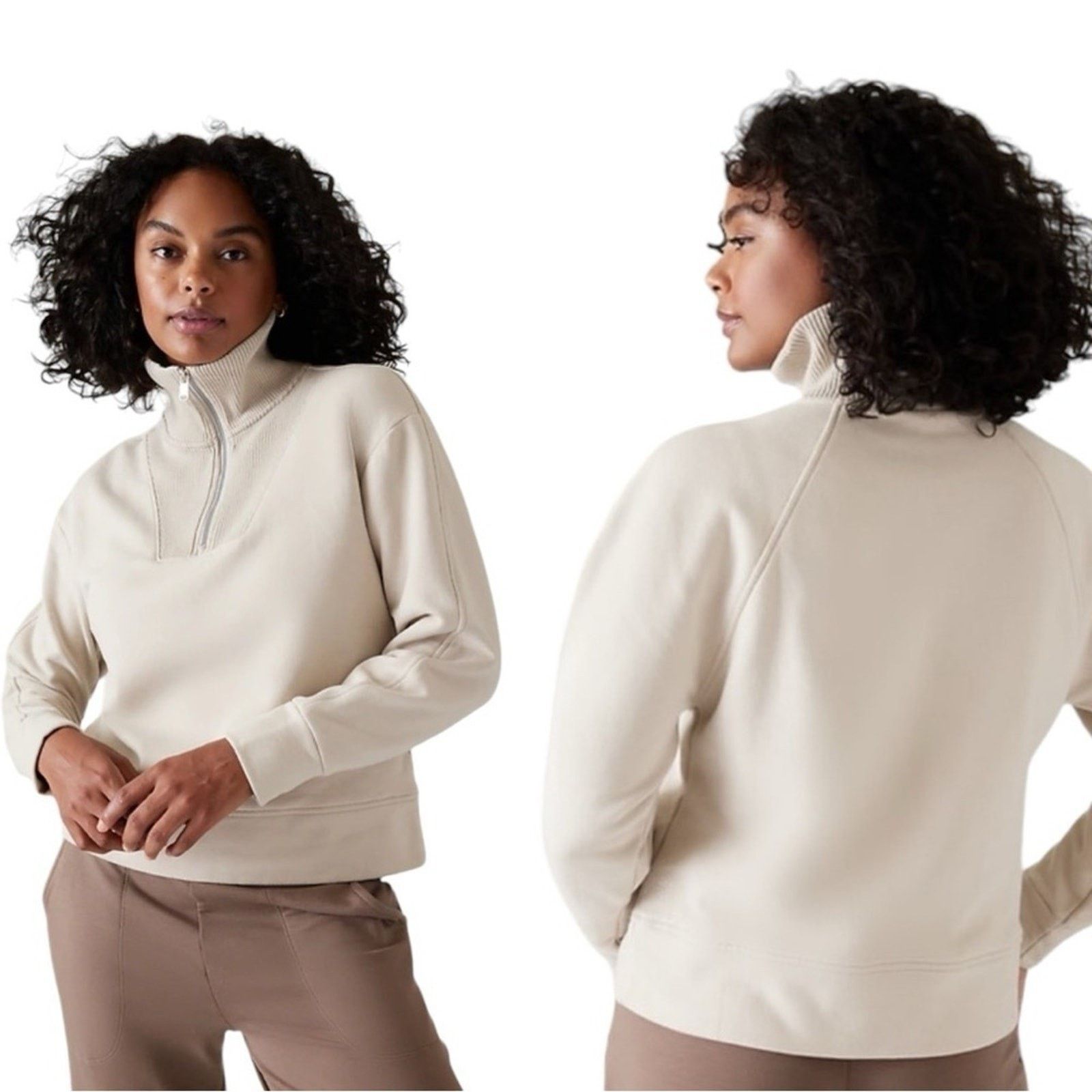 Athleta Athleta Retroplush Cream Revive Half Zip Sweatshirt Size SP Size S / US 4 / IT 40 - 1 Thumbnail