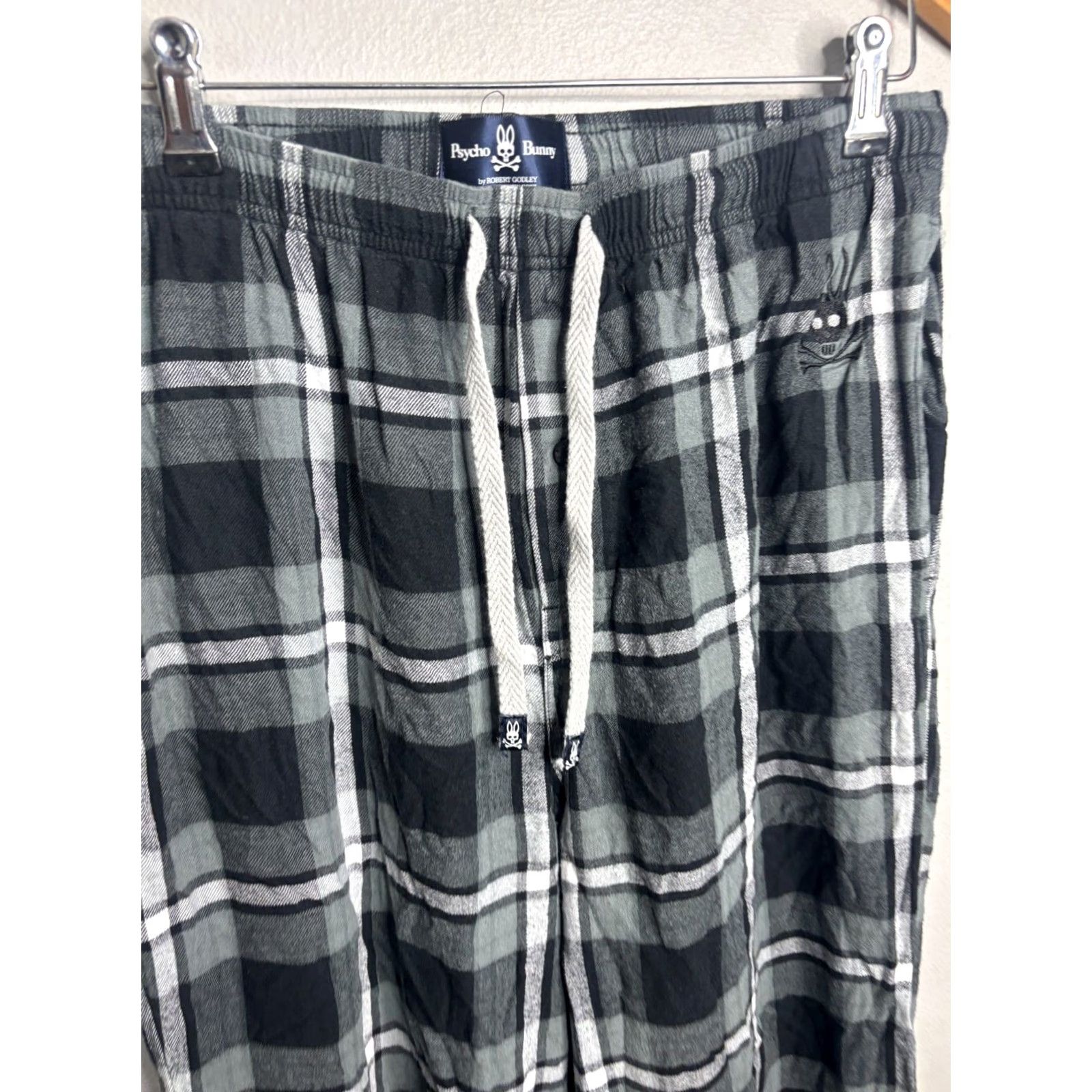Psycho Bunny Psycho Bunny Pajama Pants Mens Large Black Plaid Lounge Bottoms Pockets 6370 Size US 33 - 2 Thumbnail