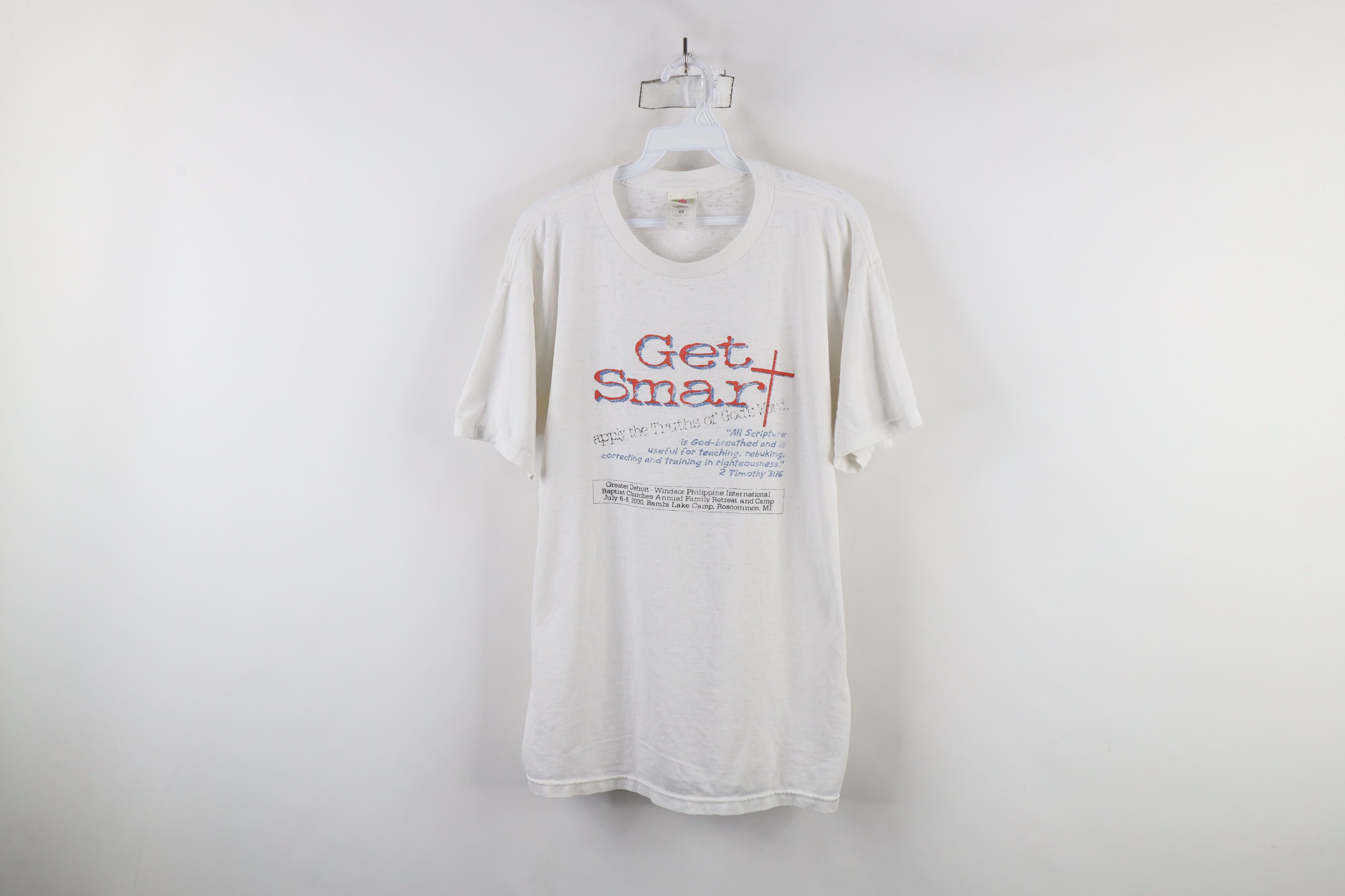 Vintage Vintage 90s Streetwear Christian Get Smart Thin T-Shirt Size US L / EU 52-54 / 3 - 1 Thumbnail