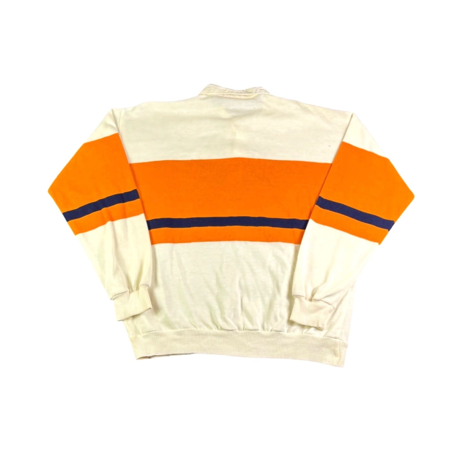 Vintage Trader Bay Polo Shirt Mens Medium Long Sleeve White Orange Striped Vintage 90s Casual Shirt Size US M / EU 48-50 / 2 - 3 Thumbnail