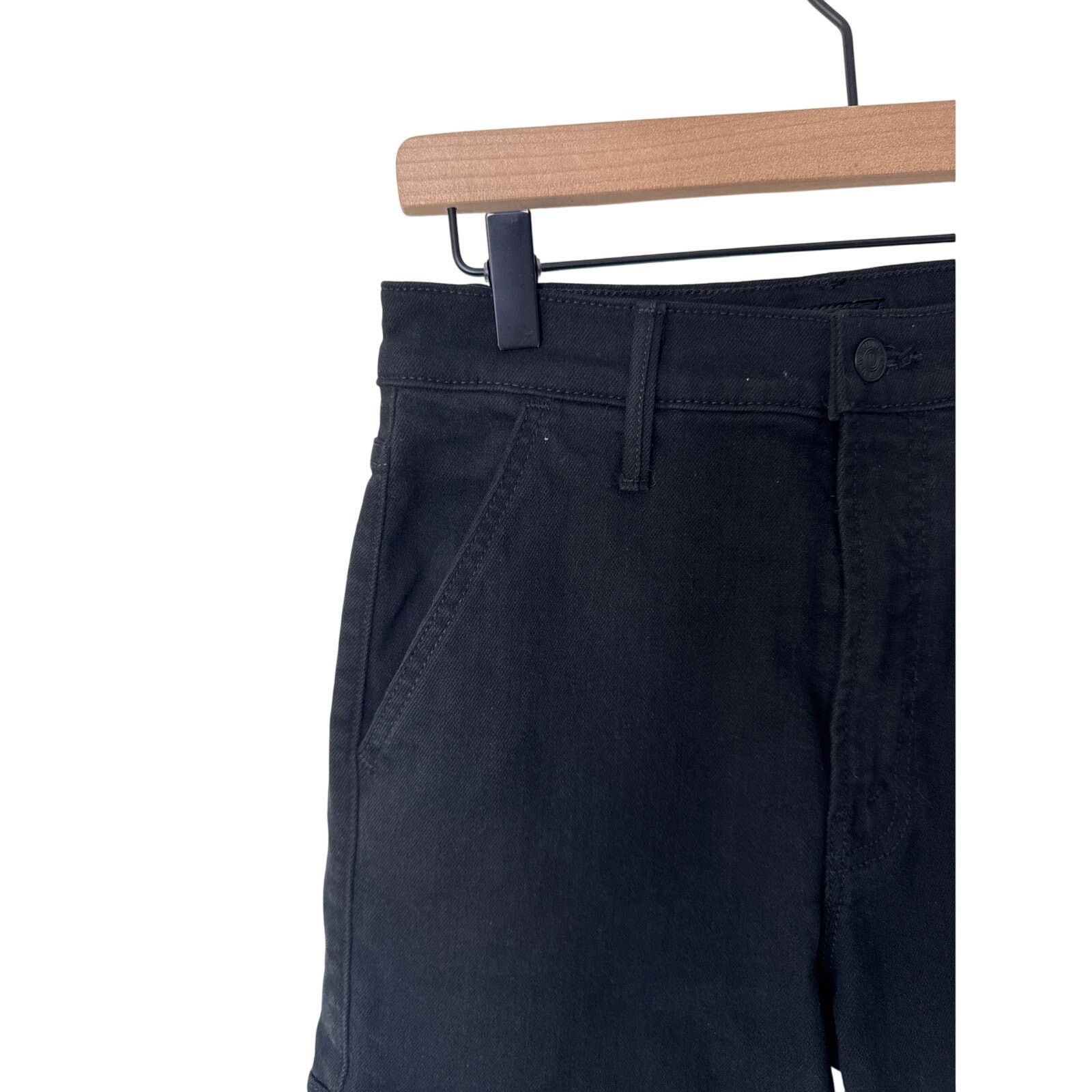 MOTHER MOTHER The Straight Up Rambler Cargo Jeans Pitch Black Size 27" / US 4 / IT 40 - 3 Thumbnail