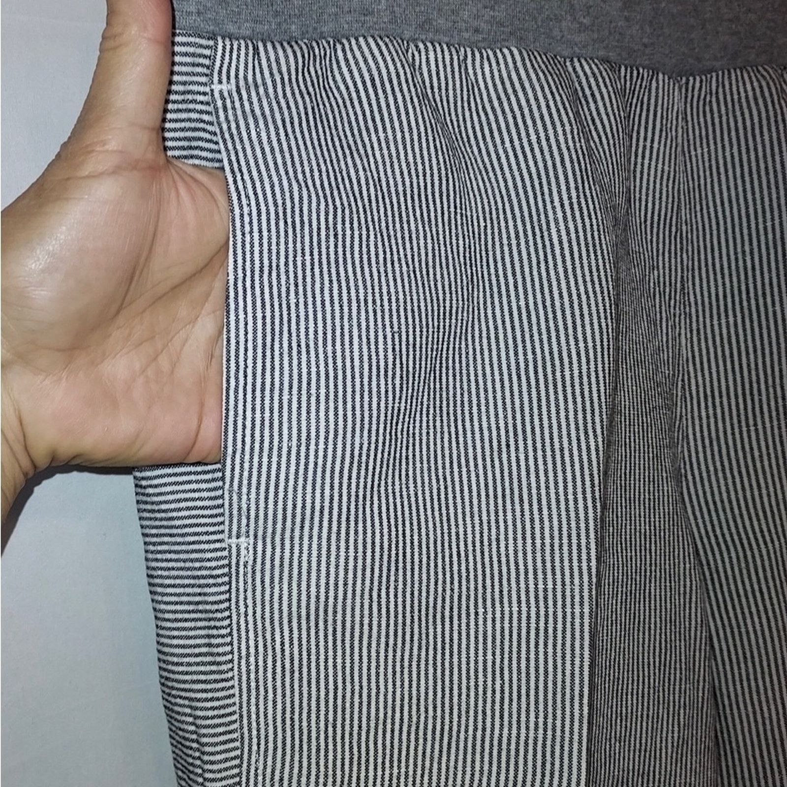 J. Jill J. Jill Linen Blend Gray White Pinstripe Straight Leg Pants Size 27" / US 4 / IT 40 - 6 Thumbnail