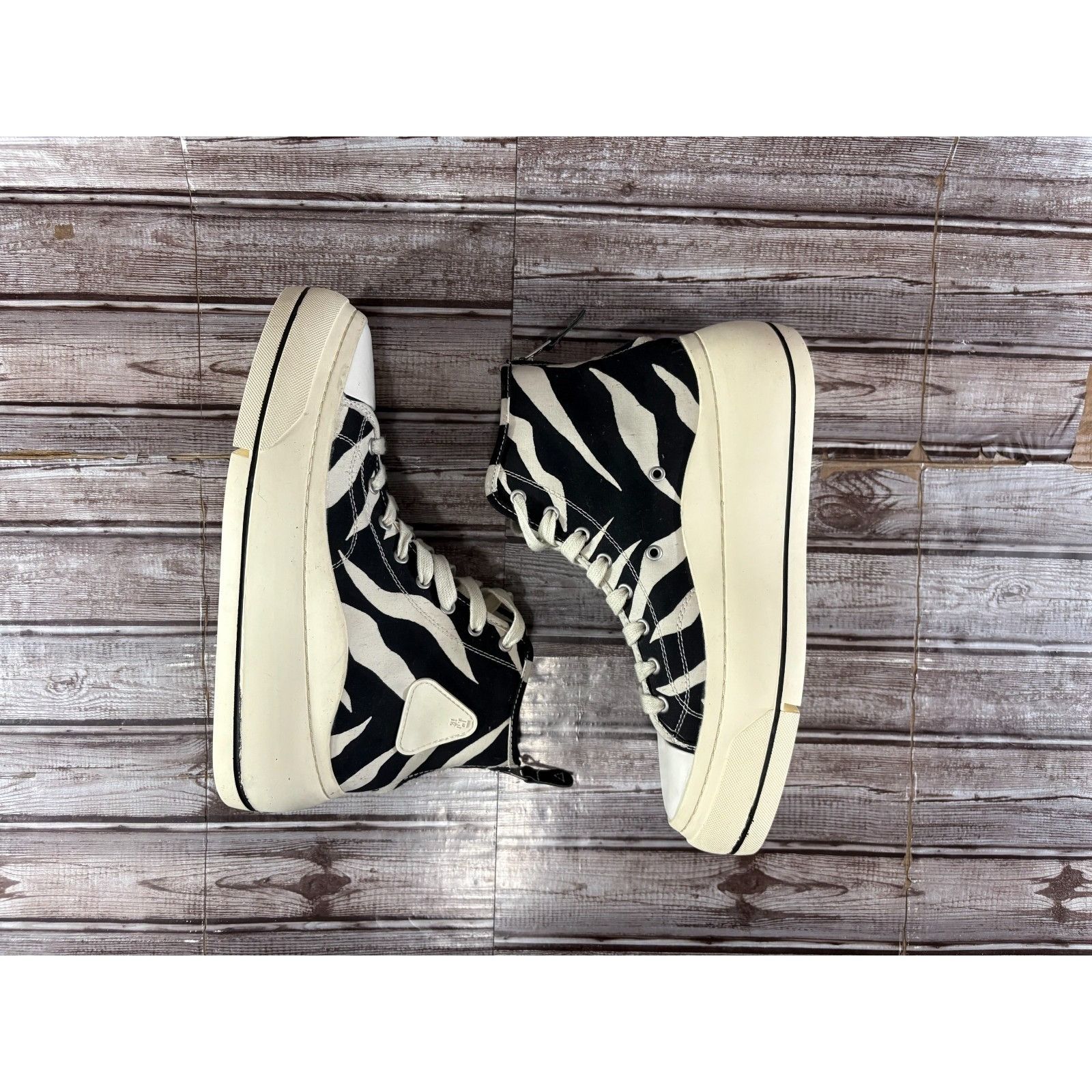 R13 R13 Black Zebra Kurt High Top Sneakers size 10 men 12 women Size US 12 / IT 42 - 4 Thumbnail