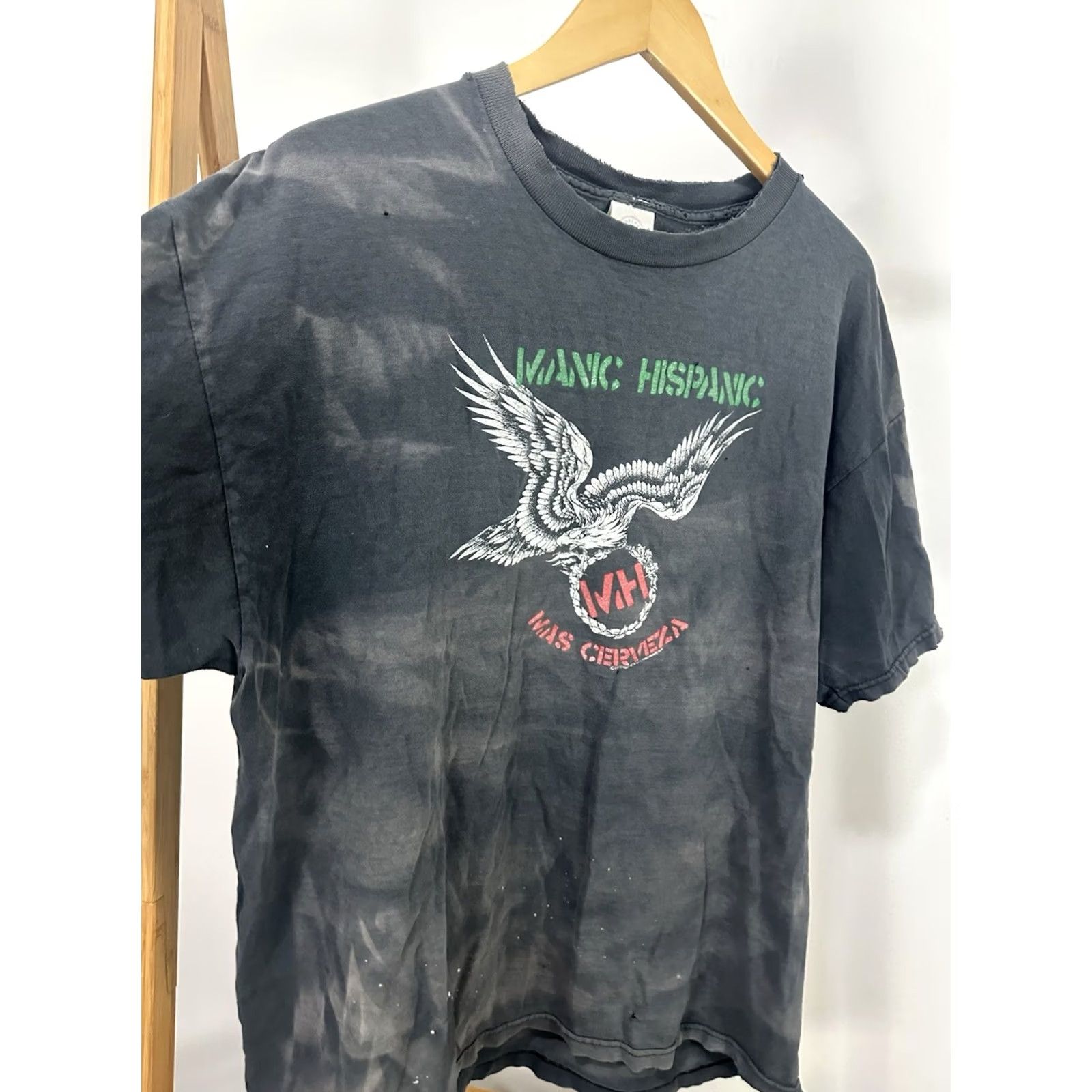 Delta VTG Manic Hispanic T-Shirt XL Black Band Punk Rock Mas Cerveza Rare Sun Faded Distressed Worn Mens XL Size US XL / EU 56 / 4 - 4 Thumbnail