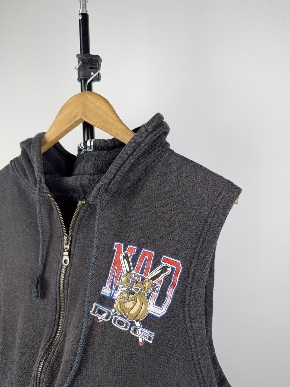 Vintage Vintage 90s MAD DOG Sleeveless Hoodie Vest Biker Streetwear Size US S / EU 44-46 / 1 - 7 Thumbnail