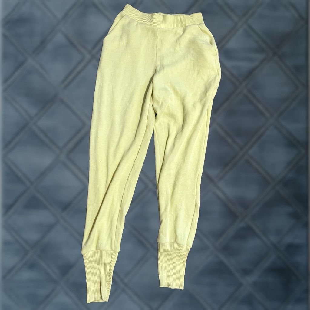 Zara Zara Jogger Pants Small Yellow Comfy Knit Pull On Casual Lounge Athleisure Size 28" / US 6 / IT 42 - 1 Thumbnail