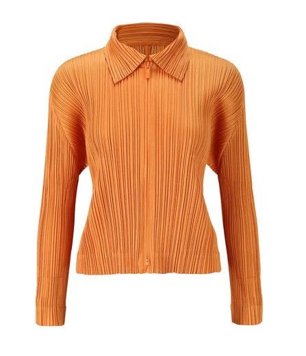 Issey Miyake Issey Miyake size:3 Orange lapel zipper long-sleeved cardi Size S / US 4 / IT 40 - 1 Thumbnail