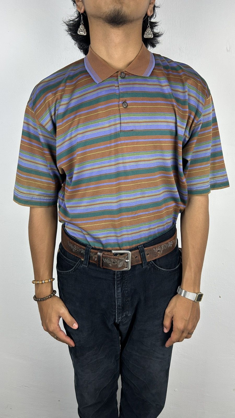 Christian Dior Monsieur × Vintage 1990s Christian Dior Monsieur - Striped Polo Size US L / EU 52-54 / 3 - 3 Thumbnail