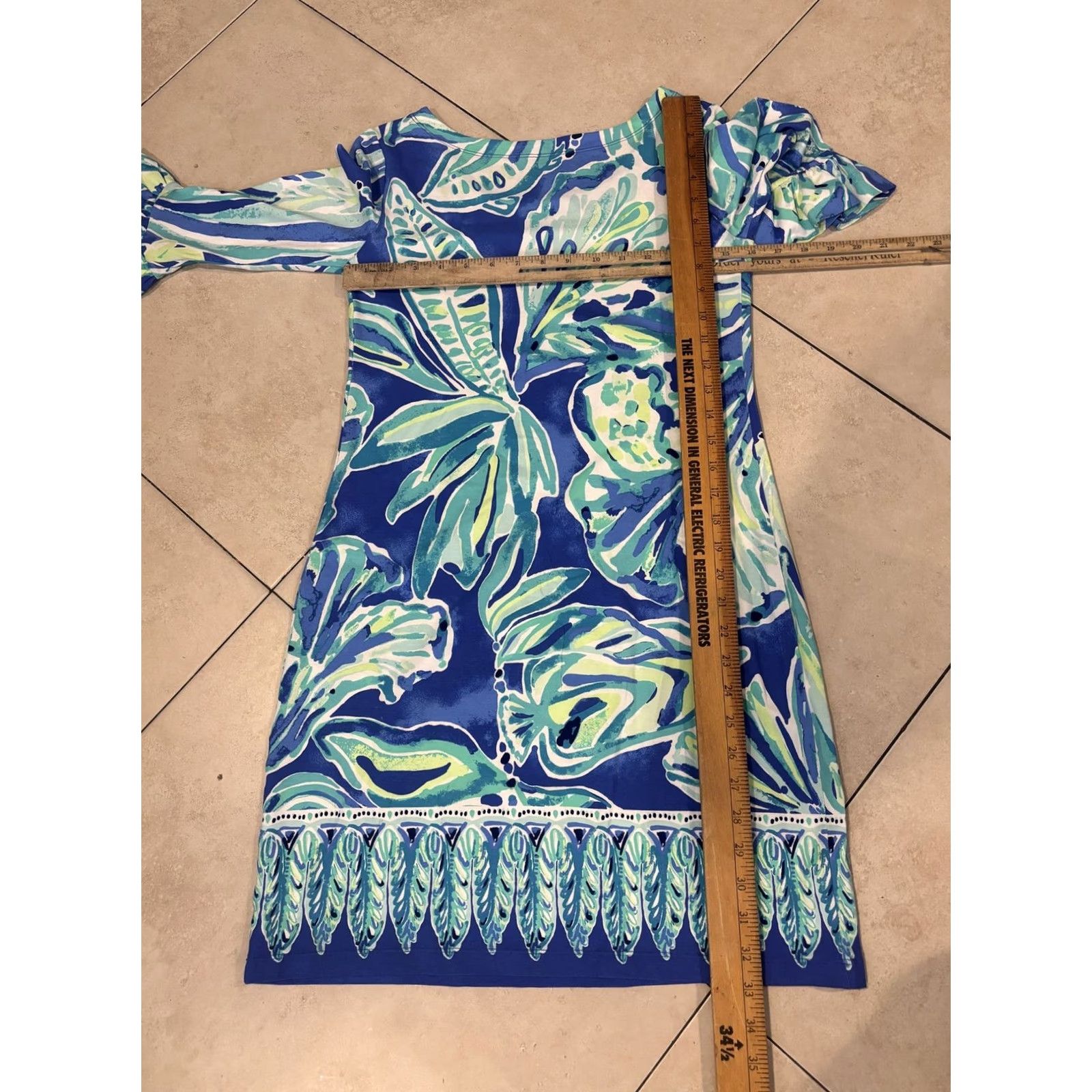 Lilly Pulitzer VINTAGE Lilly Pulitzer Dress Womens XS Blue Floral Knit 3/4 Sleeve Ruffle Size XS / US 0-2 / IT 36-38 - 5 Thumbnail