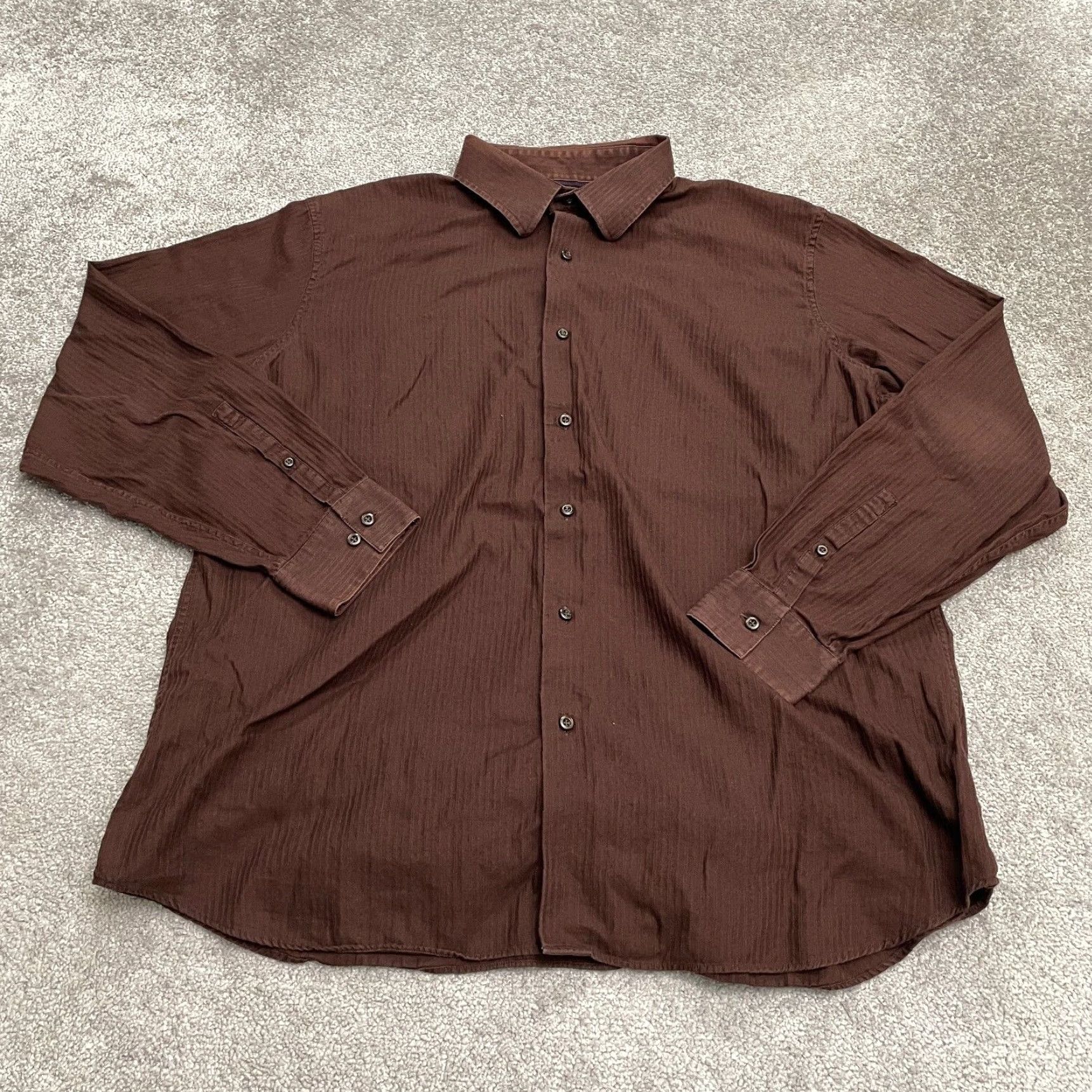 Apt. 9 Apt. 9 Shirt Mens 2XL Brown Long Sleeve Button-Down 100% Cotton Workwear Casual Size US XXL / EU 58 / 5 - 2 Thumbnail