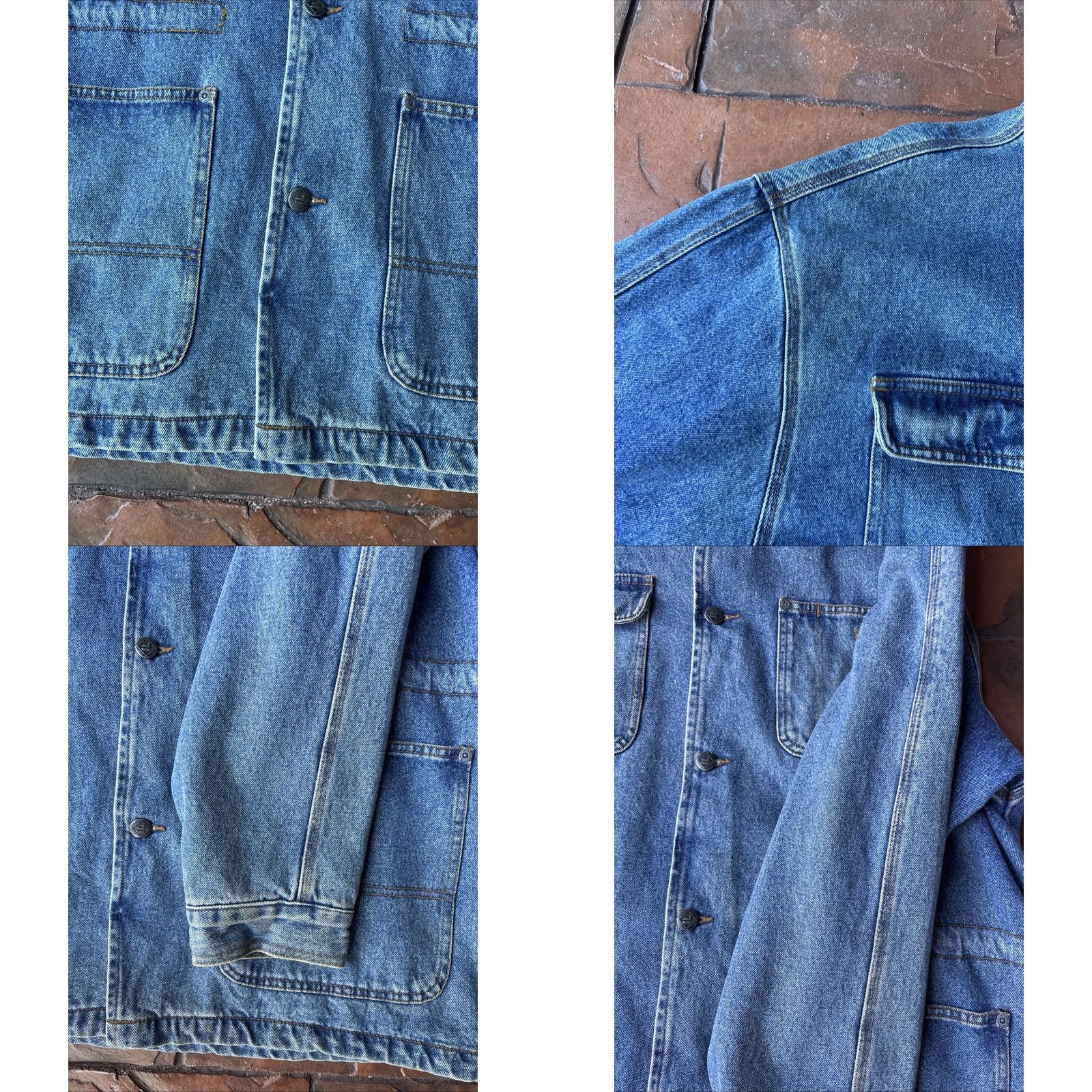 Fila VINTAGE 90s FILA Jeans Work Chore Coat Jacket Large Denim Cotton Men Hood Hip Hop Streetwear Trench Coat Long Blue Size US 33 - 8 Thumbnail