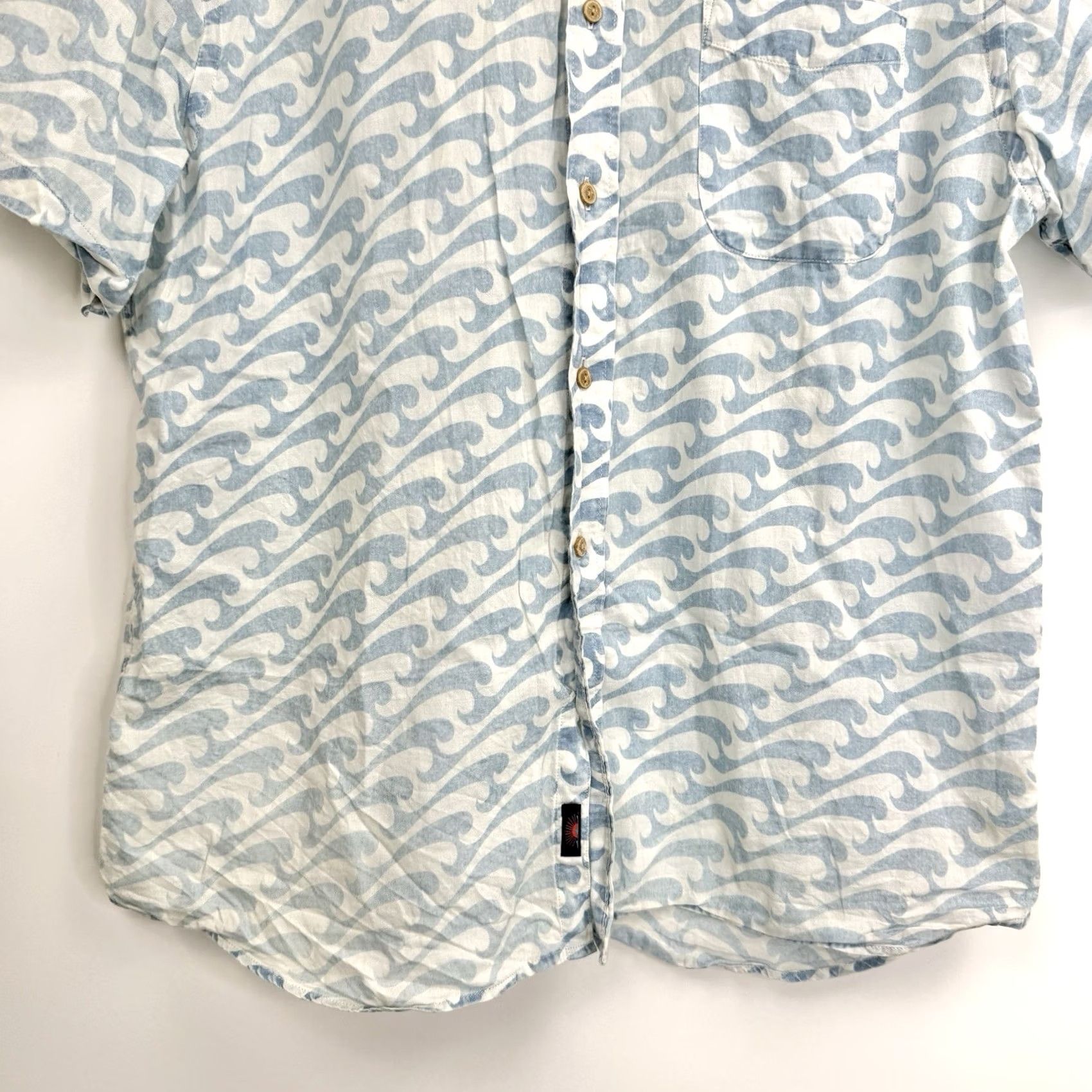 Faherty Faherty Mens Large Button Down Short Sleeve Shirt Indigo Dyed Tidal Waves Cotton Floral Pattern Indigo/Blue Vintage: No Size US L / EU 52-54 / 3 - 5 Thumbnail