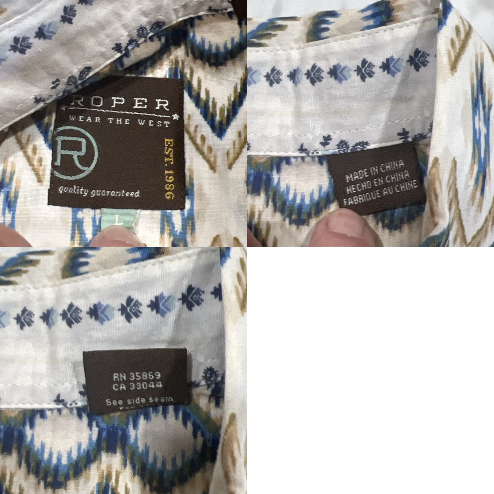 Roper Roper Pearl Snap Shirt Women Large Western Diamonds Southwest Geometric Cowgirl Size L / US 10 / IT 46 - 9 Thumbnail