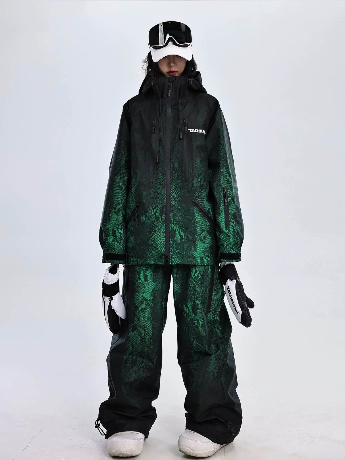 Other Green Scale Snake Pattern Outdoor Windproof Ski Suit Size US 32 / EU 48 - 4 Thumbnail