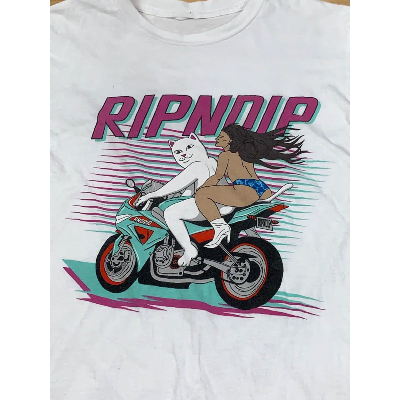 RIPNDIP VINTAGE Rip N Dip Graphic T Shirt XS White Motorcycle Racing 5336 Mens Size US XS / EU 42 / 0 - 2 Thumbnail