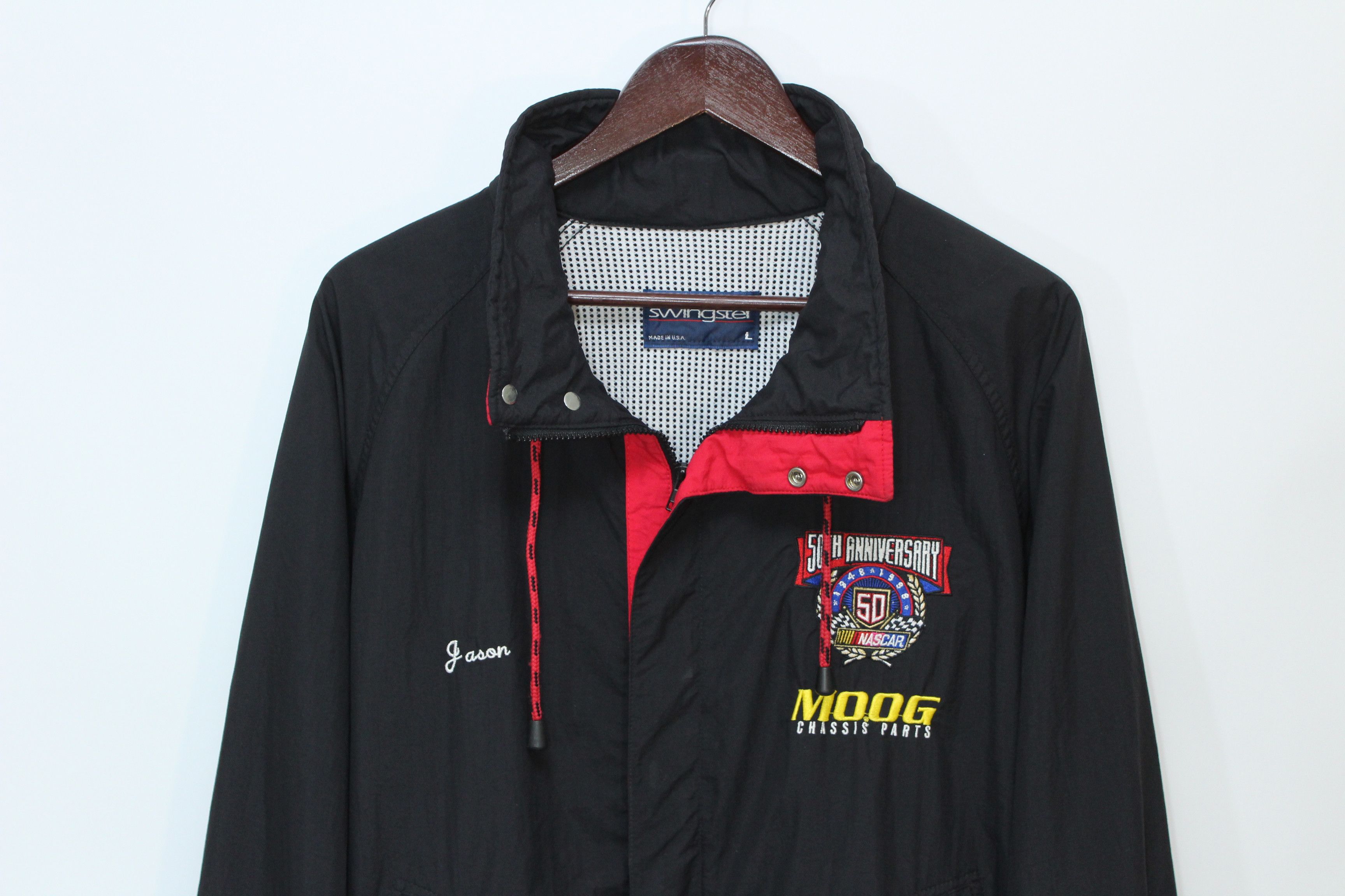 image of Hype x Nascar Swingster 98 Nascar 50 Anniversary Jason Jacket Made In Usa in Black (Size Large)