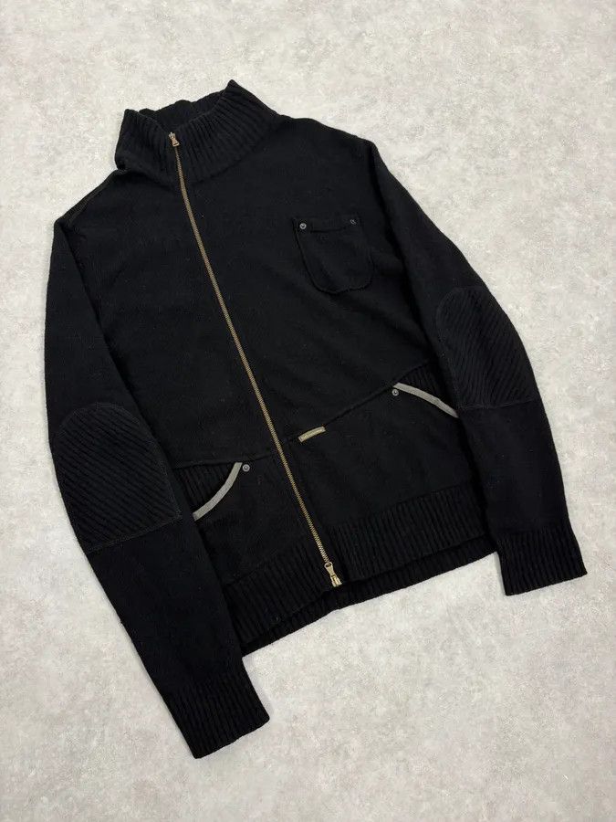 Dolce & Gabbana 2000s Dolce & Gabbana Black Asymmetrical Zip Wool Sweater Size US L / EU 52-54 / 3 - 4 Thumbnail