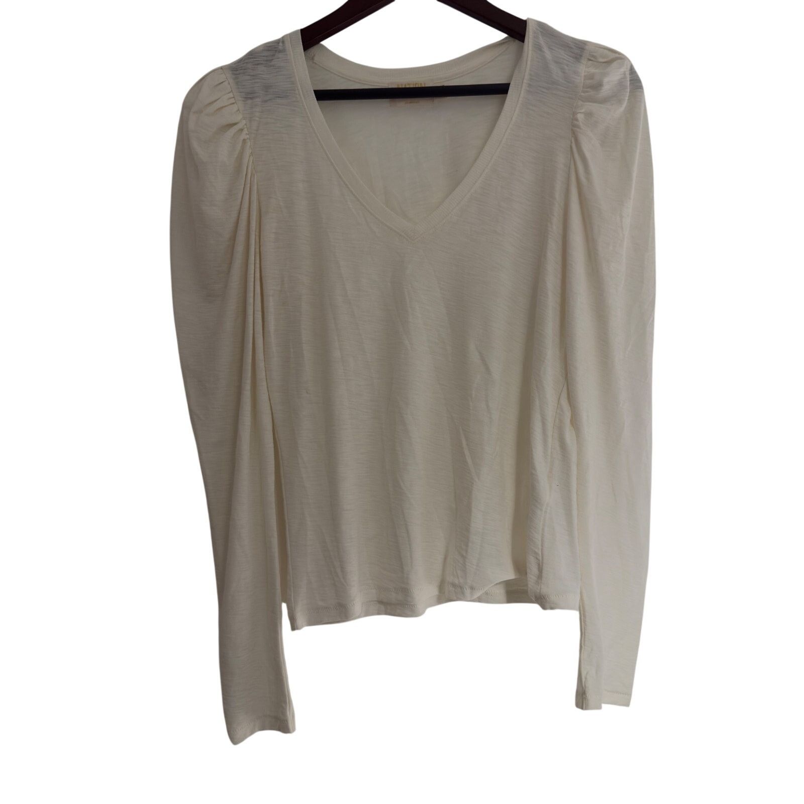 Nation LTD Nation LTD Puff Sleeve V-Neck Long Sleeve Top Cream Size S Size S / US 4 / IT 40 - 1 Thumbnail