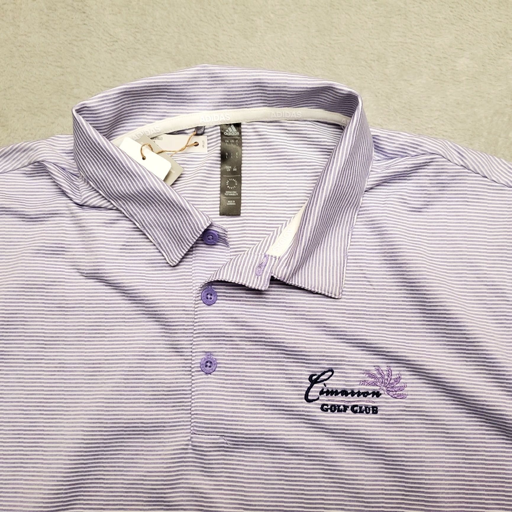 Adidas Adidas Shirt Mens L Purple Stripe Polo Polyester Performance Short Sleeve Golf Casual Men's Polo Shirt Size US L / EU 52-54 / 3 - 3 Thumbnail