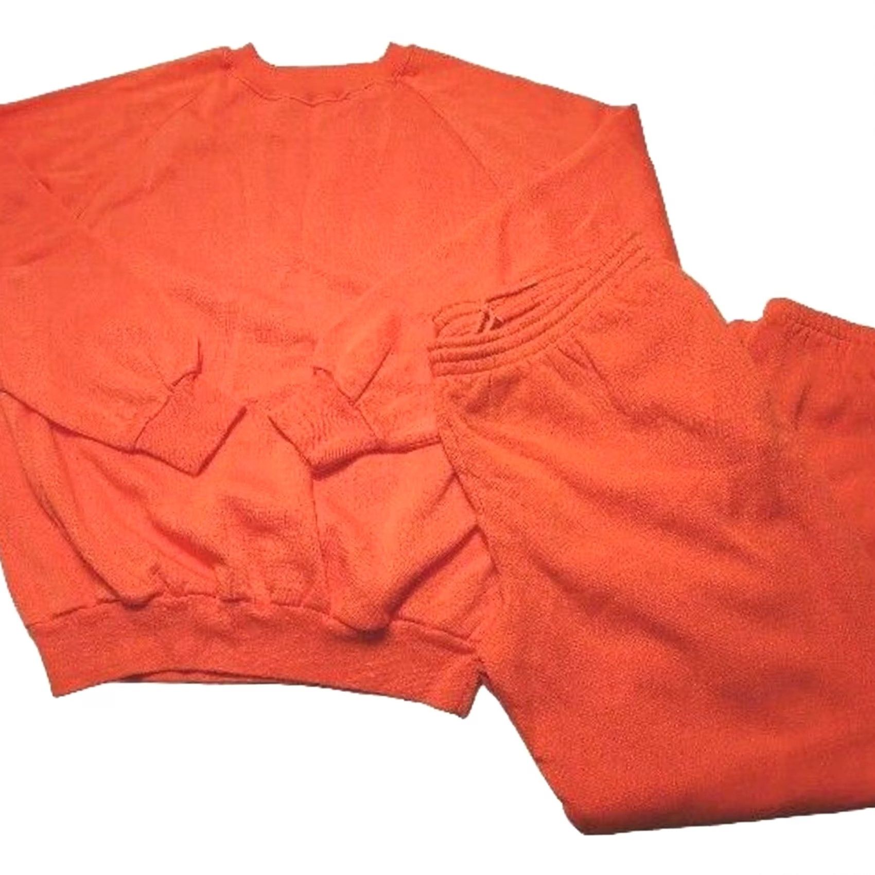 Vintage VINTAGE Duck Bay Hunting Orange Sweatsuit Outfit/Set Men's L/M Acrylic Blank 90's Orange Sweatshirt Pants size Large Medium Mens Size US 33 - 2 Thumbnail