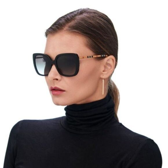 Burberry Burberry BE4323F 38538G Sunglasses Black/Brown Square Frame Size ONE SIZE - 3 Thumbnail