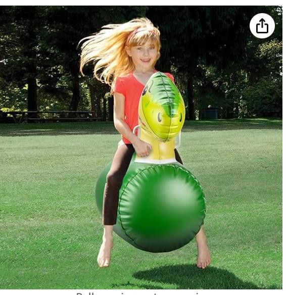 NBDN Nobrandedon Green Dinosaur Inflatable Hopping Animal up to 250 lbs Size ONE SIZE - 6 Thumbnail