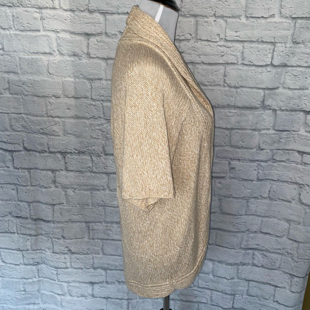 Express Express women L open front short sleeve knit cardigan beige Size L / US 10 / IT 46 - 5 Thumbnail