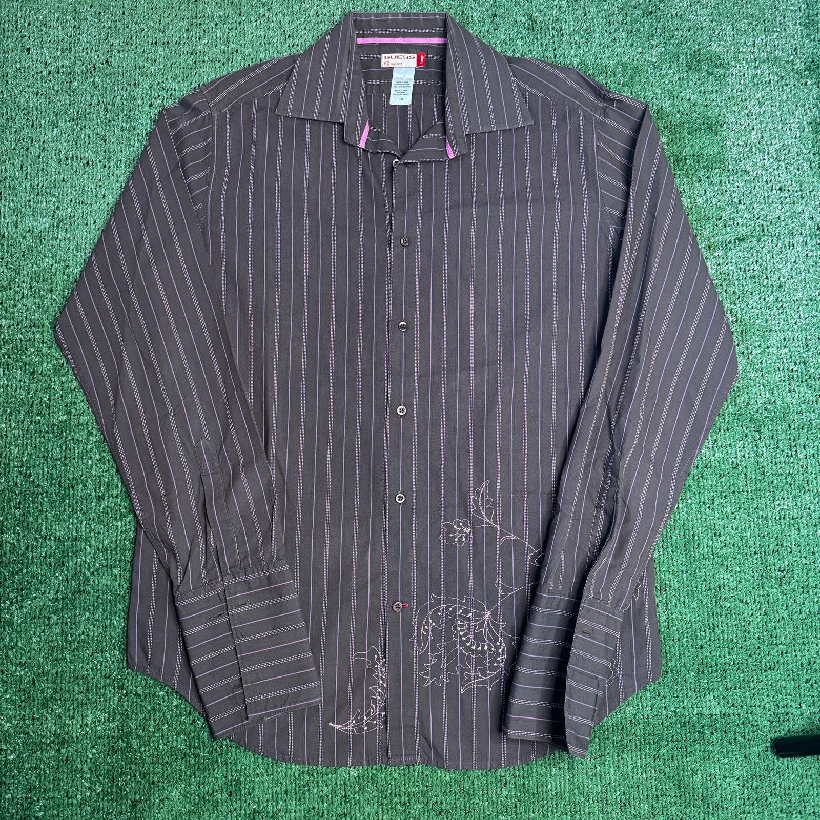 Guess Y2K Guess by Marciano Embroidered Pinstripe Shirt – L Size US L / EU 52-54 / 3 - 2 Thumbnail