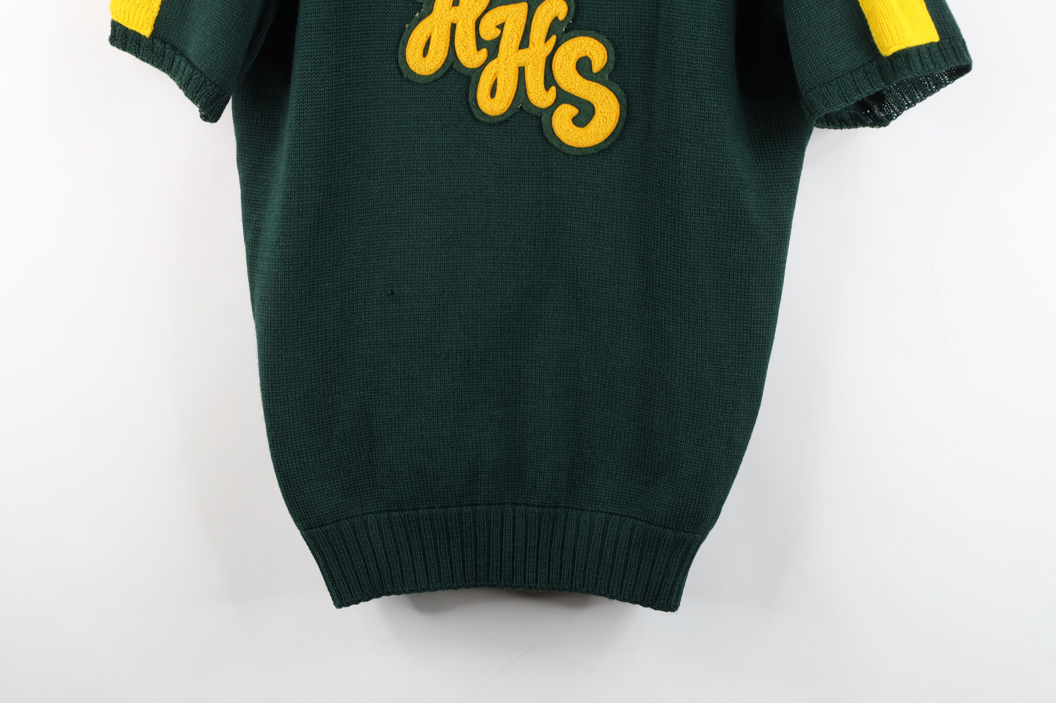Vintage Vintage 50s Knit Short Sleeve Varsity Letterman Sweater USA Size US L / EU 52-54 / 3 - 3 Thumbnail