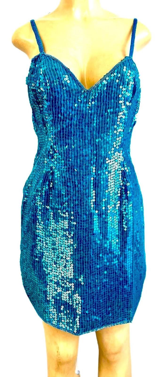 Other Sequin Turquoise Cocktail Dress size 10 Size L / US 10 / IT 46 - 1 Thumbnail