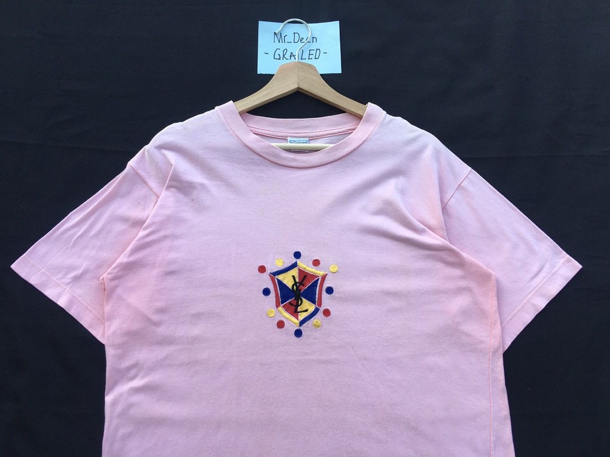 Yves Saint Laurent Rare Vintage Yves Saint Laurent Embroidered Logo Tshirt Size US M / EU 48-50 / 2 - 7 Thumbnail
