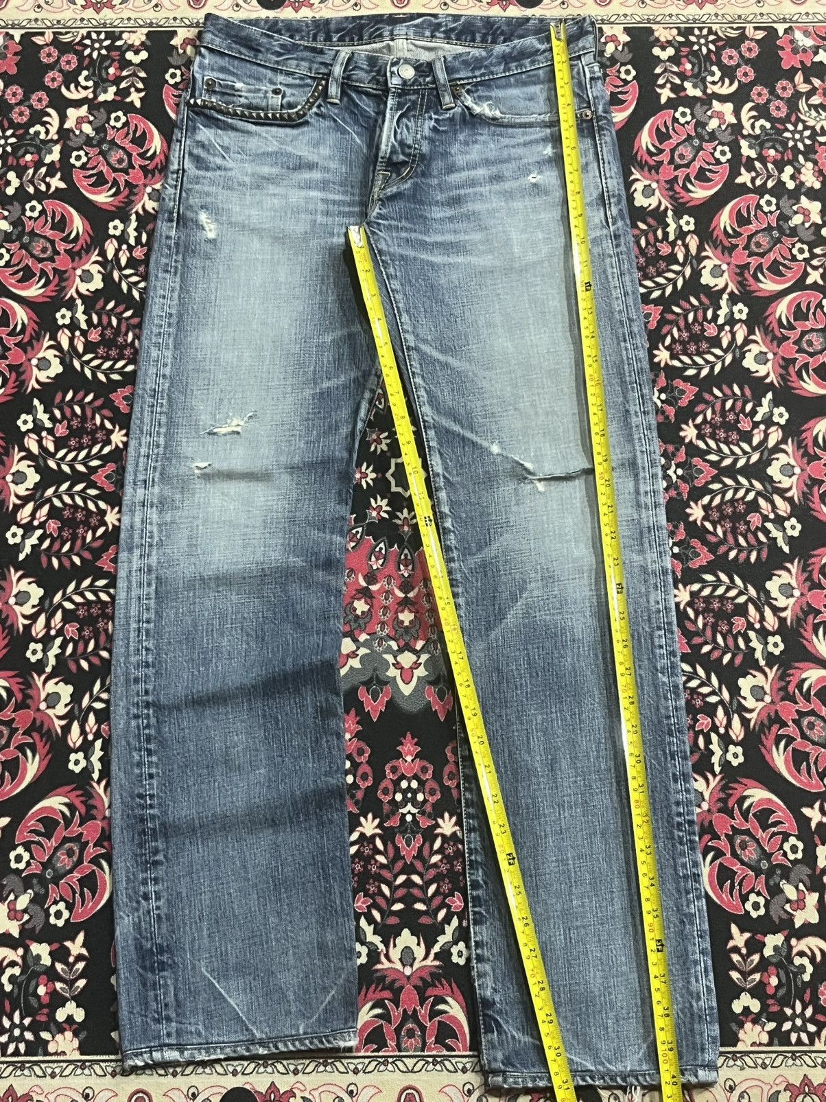 Hysteric Glamour Japanese Brand Hysteric Glamour Blue Whisker Studded Jeans Size US 30 / EU 46 - 17 Thumbnail
