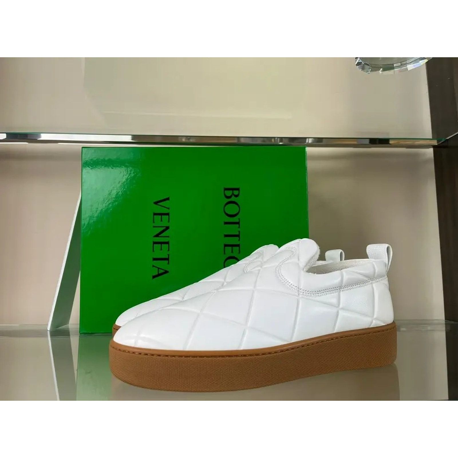 Bottega Veneta o1rshd1 Quilted Nappa Leather Sneakers in White Size US 12 / EU 45 - 2 Thumbnail