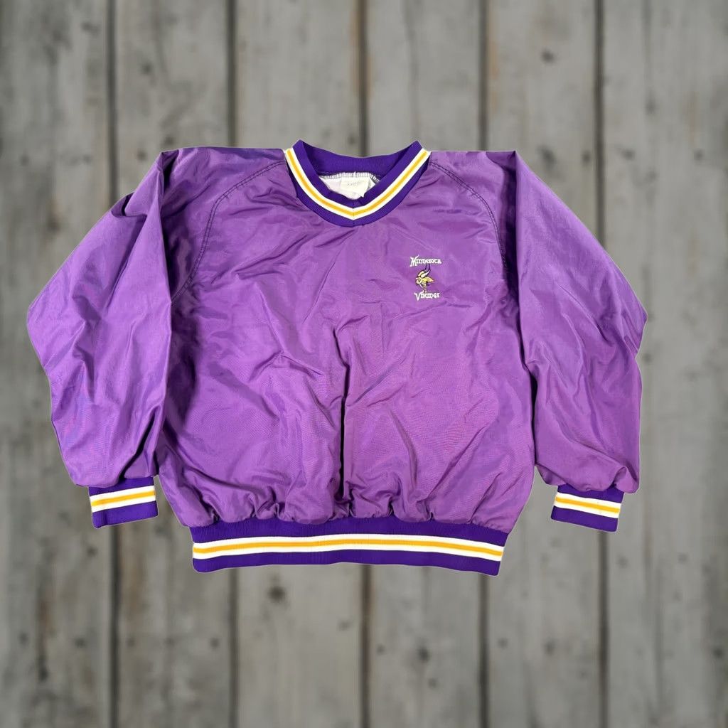 NFL Vintage Bike Windbreaker Mens Large Purple V-Neck Pullover NFL 80s Size US L / EU 52-54 / 3 - 1 Thumbnail