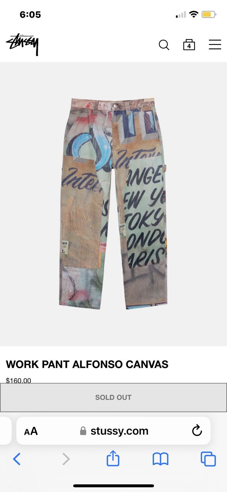 パンツ STUSSY WORK PANT ALFONSO CANVAS 36 STUSSY WORK PANT ALFONSO CANVAS 36