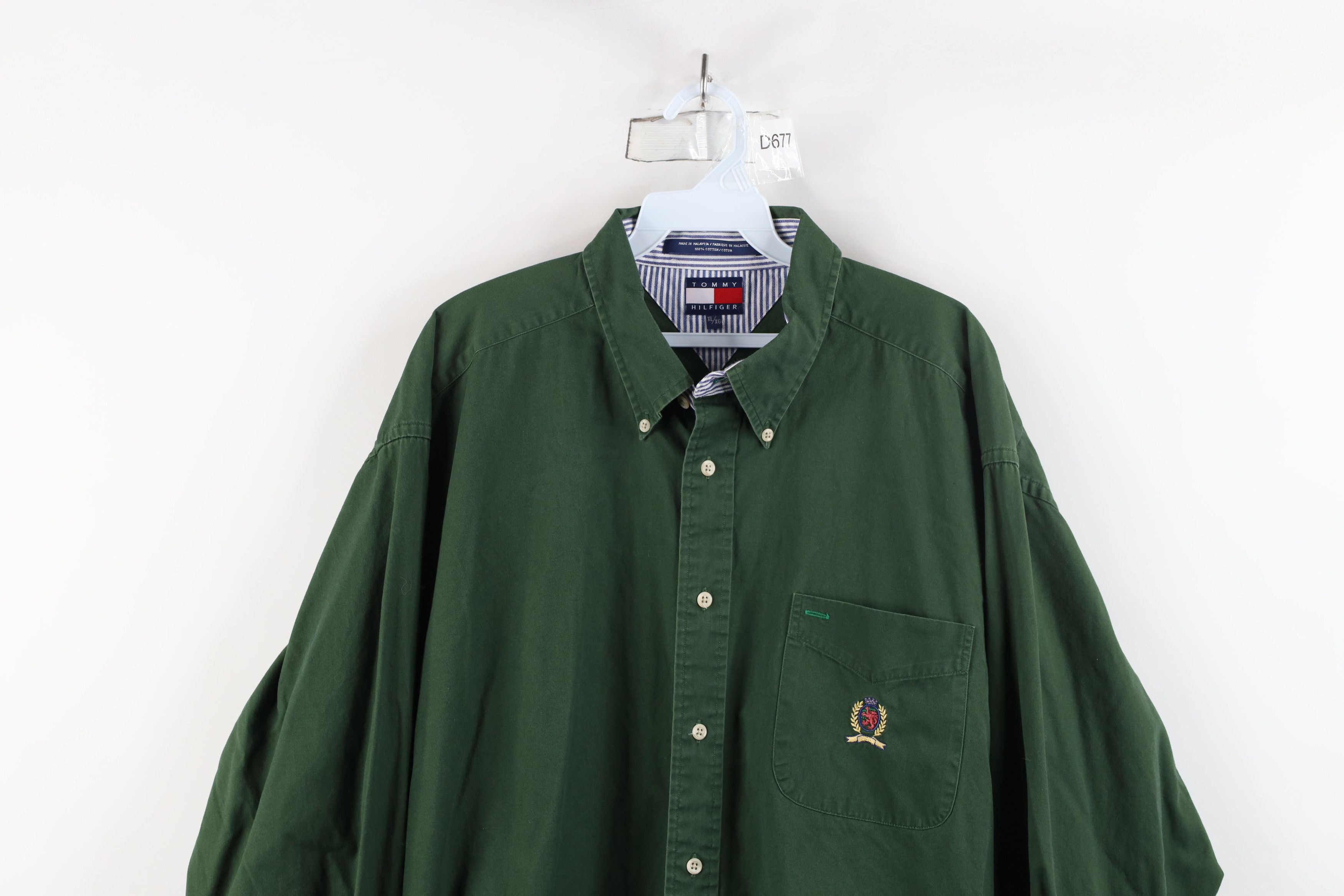 Tommy Hilfiger × Vintage Vintage 90s Tommy Hilfiger Collared Button Down Shirt Green Size US XL / EU 56 / 4 - 2 Thumbnail