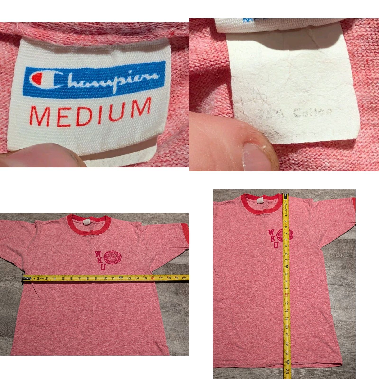 Champion Vtg 70s Champion WKU Western Kentucky University USA Made Ringer Tee S/M Pink Size ONE SIZE - 8 Thumbnail