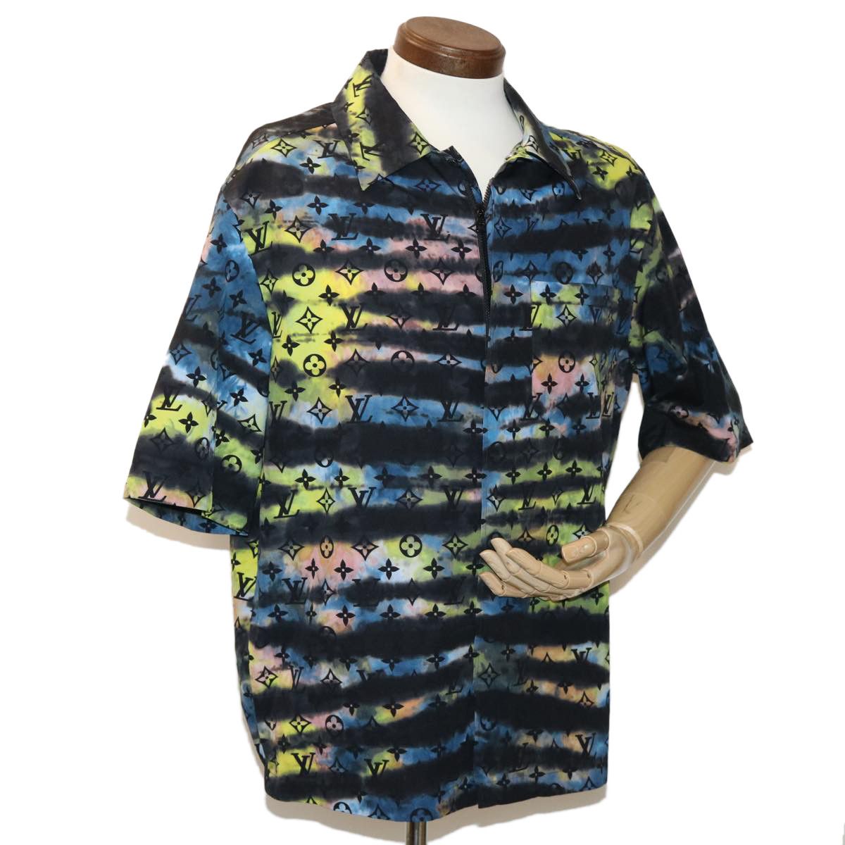 LOUIS VUITTON Monogram Virgil Abloh Tie Dye Shirt Cotton S RM2129