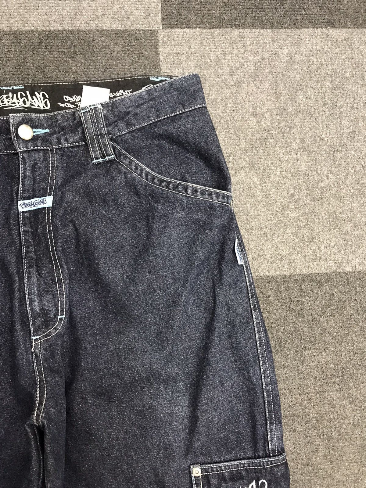 Japanese Brand BAGGY🔥BOBBYGANG Hip Hop Skater Cargo Jeans Size US 32 / EU 48 - 4 Thumbnail