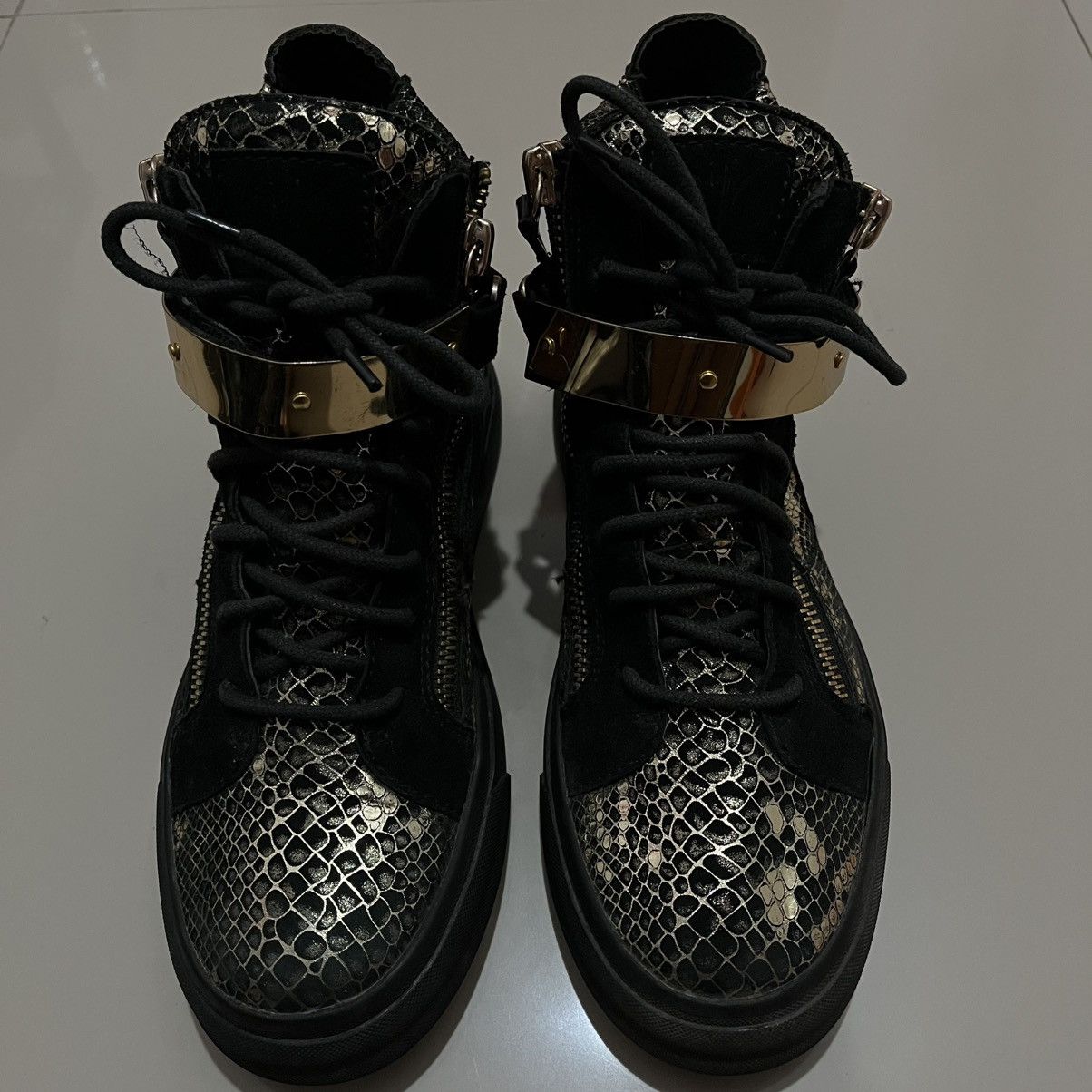 Giuseppe Zanotti GIUSEPPE ZANOTTI SNAKE SKIN DUAL ZIP STRAP SNEAKERS Size US 10 / EU 43 - 2 Thumbnail